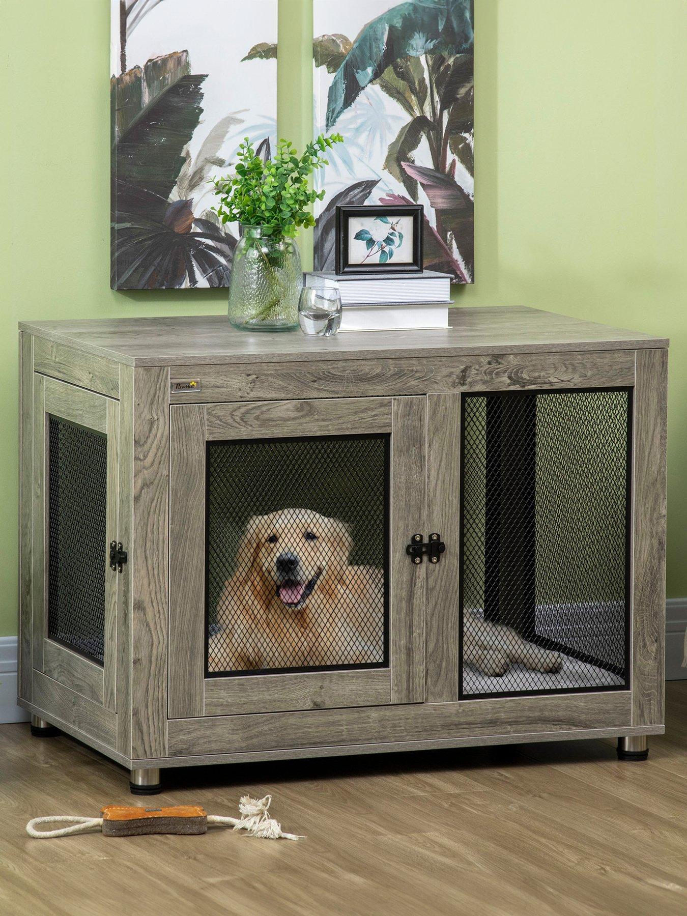 Image 1 of 7 of PawHut Pet Crate End Table with Soft Washable Cushion
