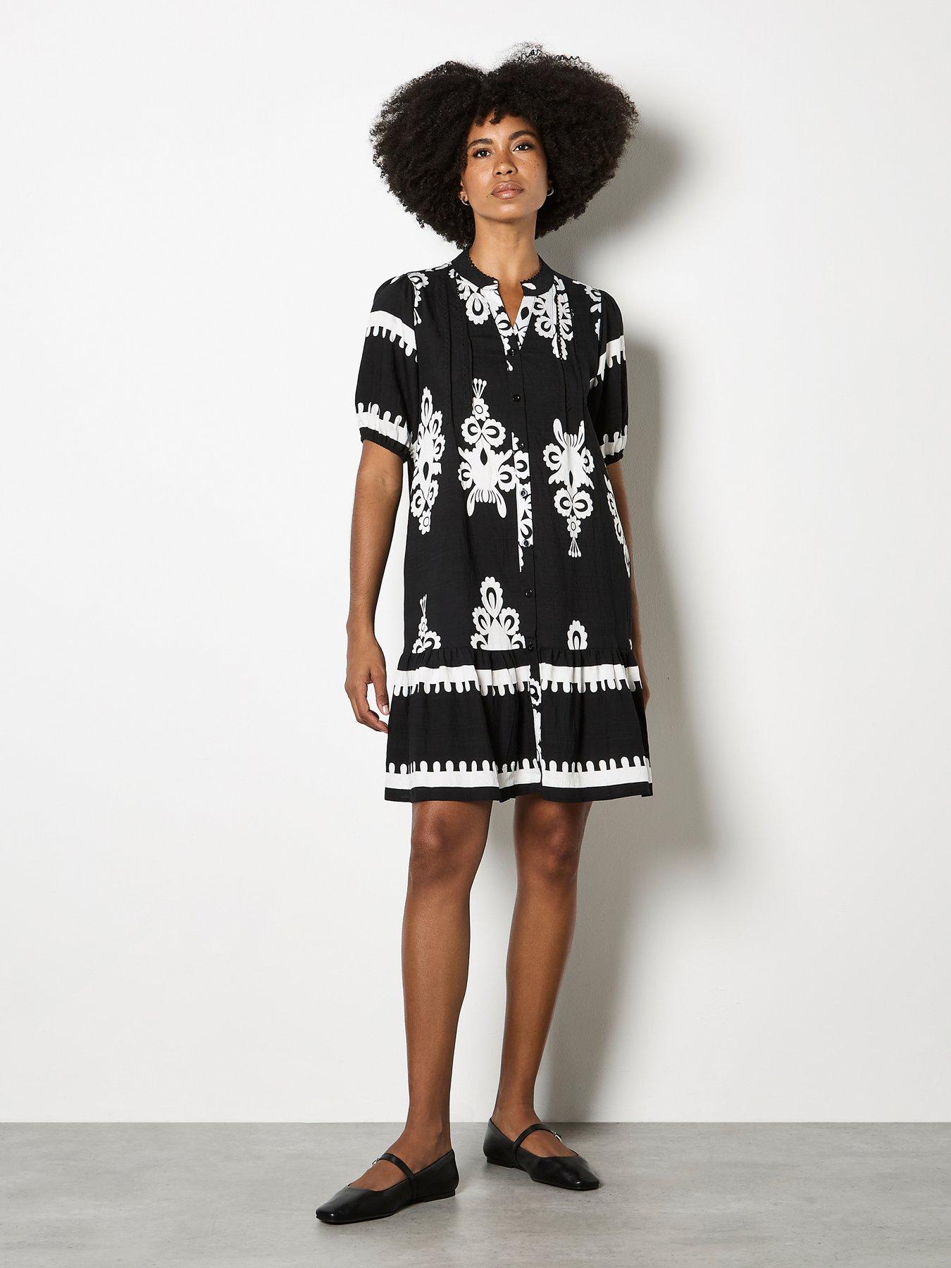 baroque shirt dress 3/4 SLEEVE BAROQUE FLORAL SHIRT DRESS