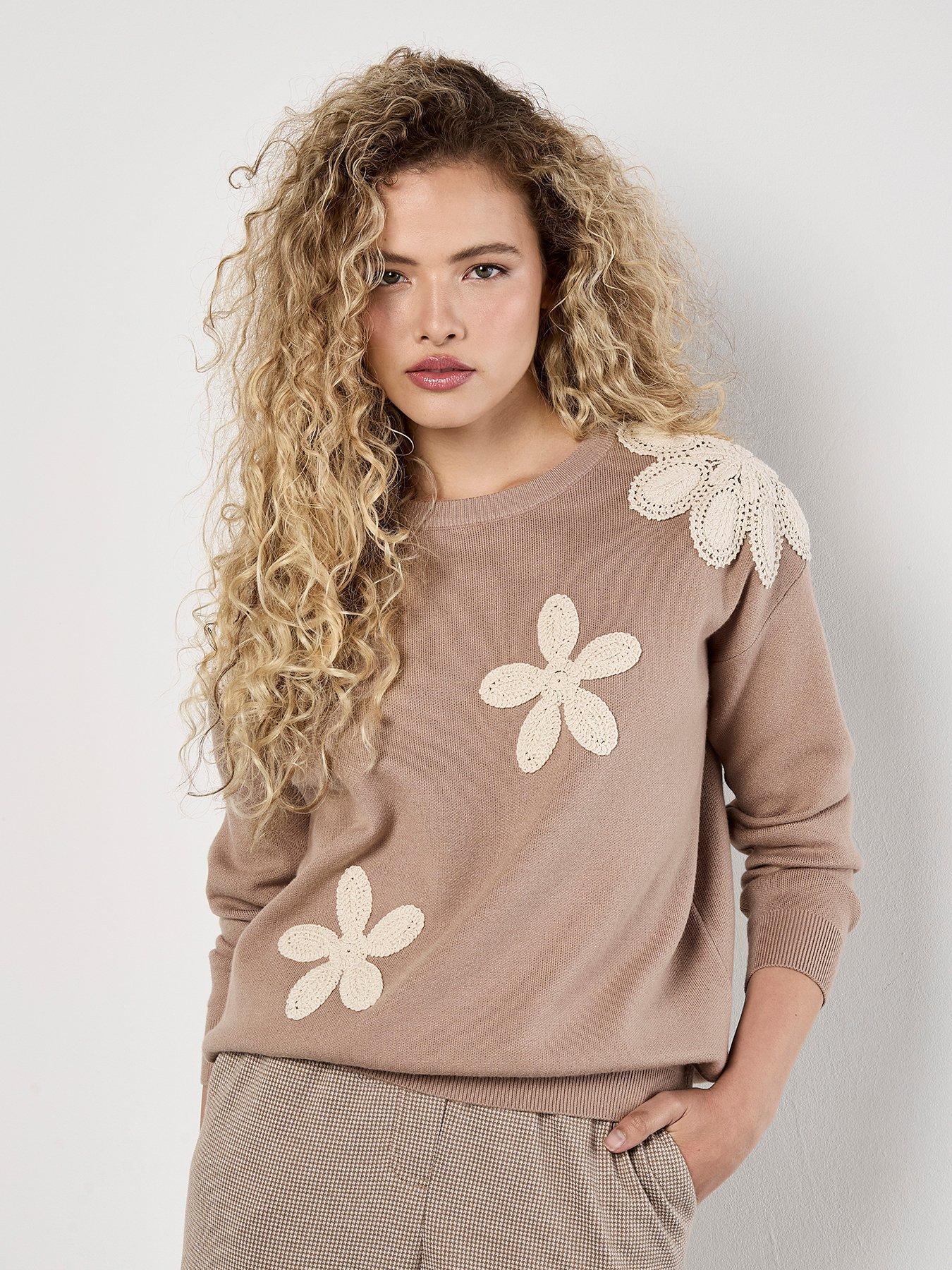 undefined Crochet Large Daisies Jumper - Cream