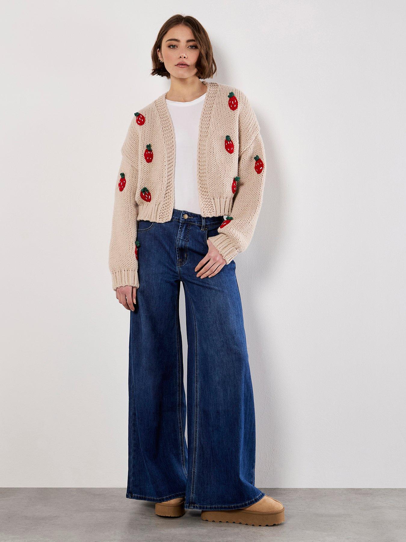 undefined Strawberry Open Cardigan - Cream