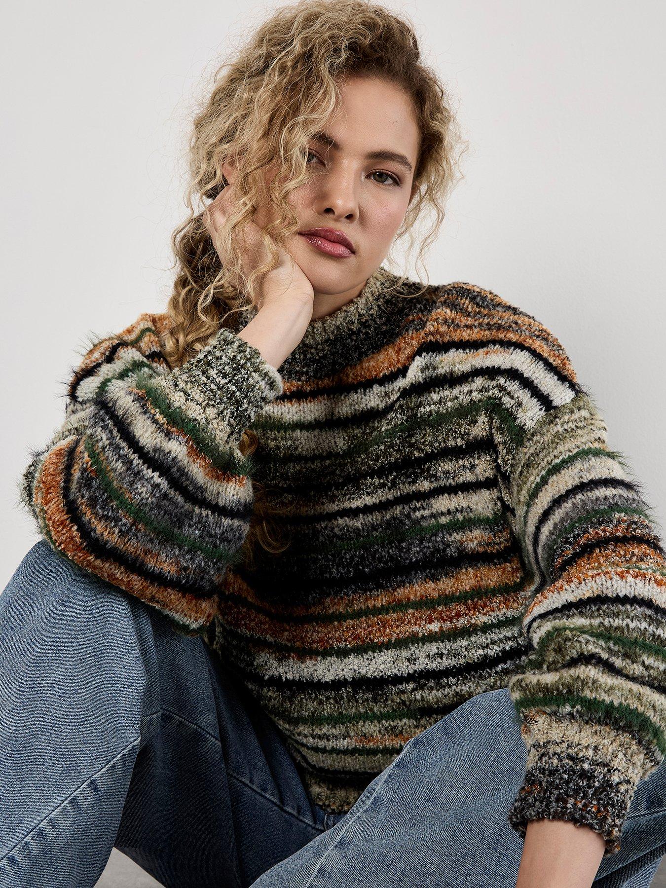 undefined Space Dye Mixed Yarn Easy Jumper - Green