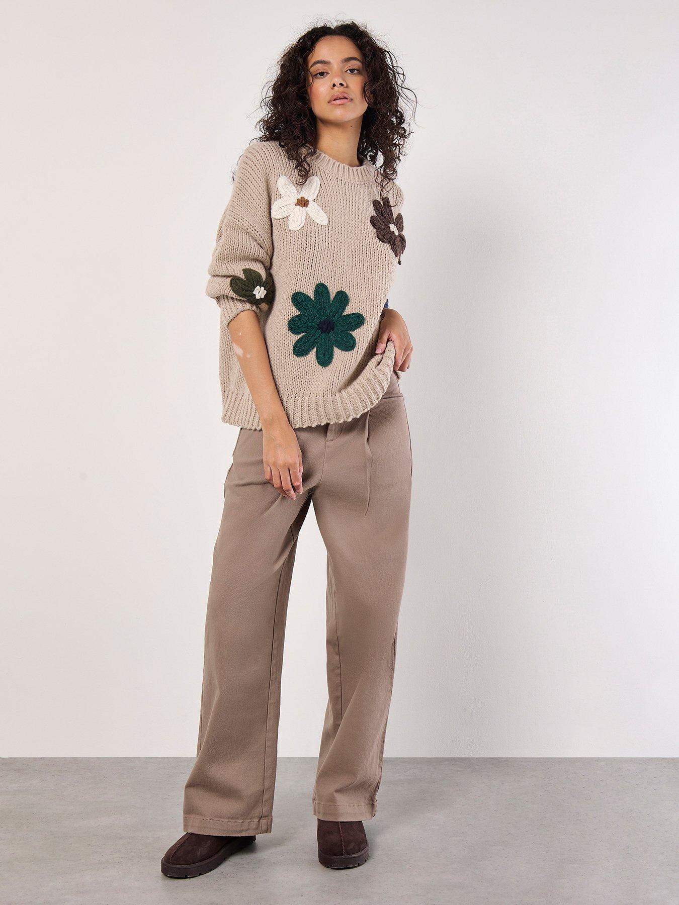 Image 3 of 4 of Apricot Embroidered Daisies Jumper