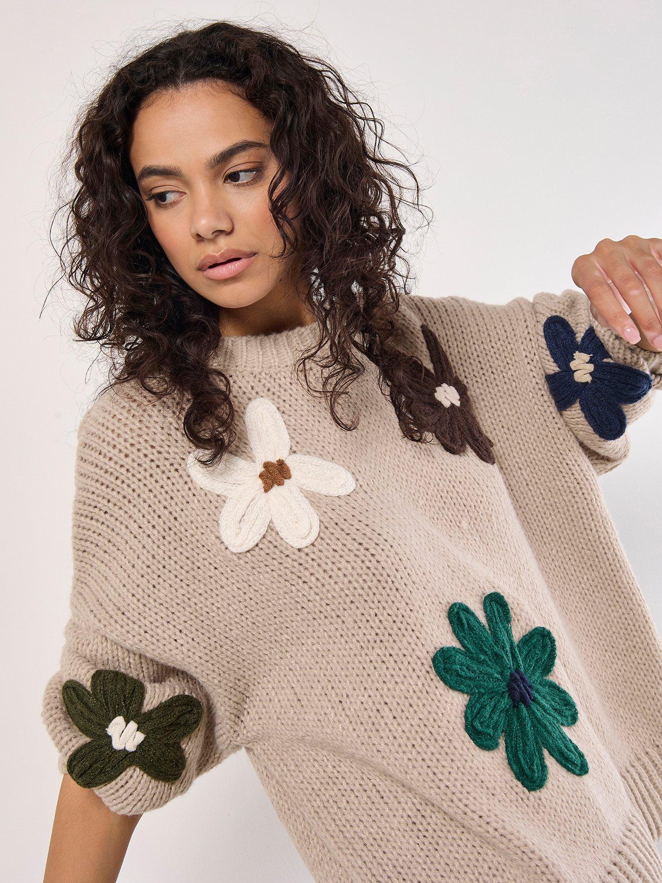 Image 4 of 4 of Apricot Embroidered Daisies Jumper