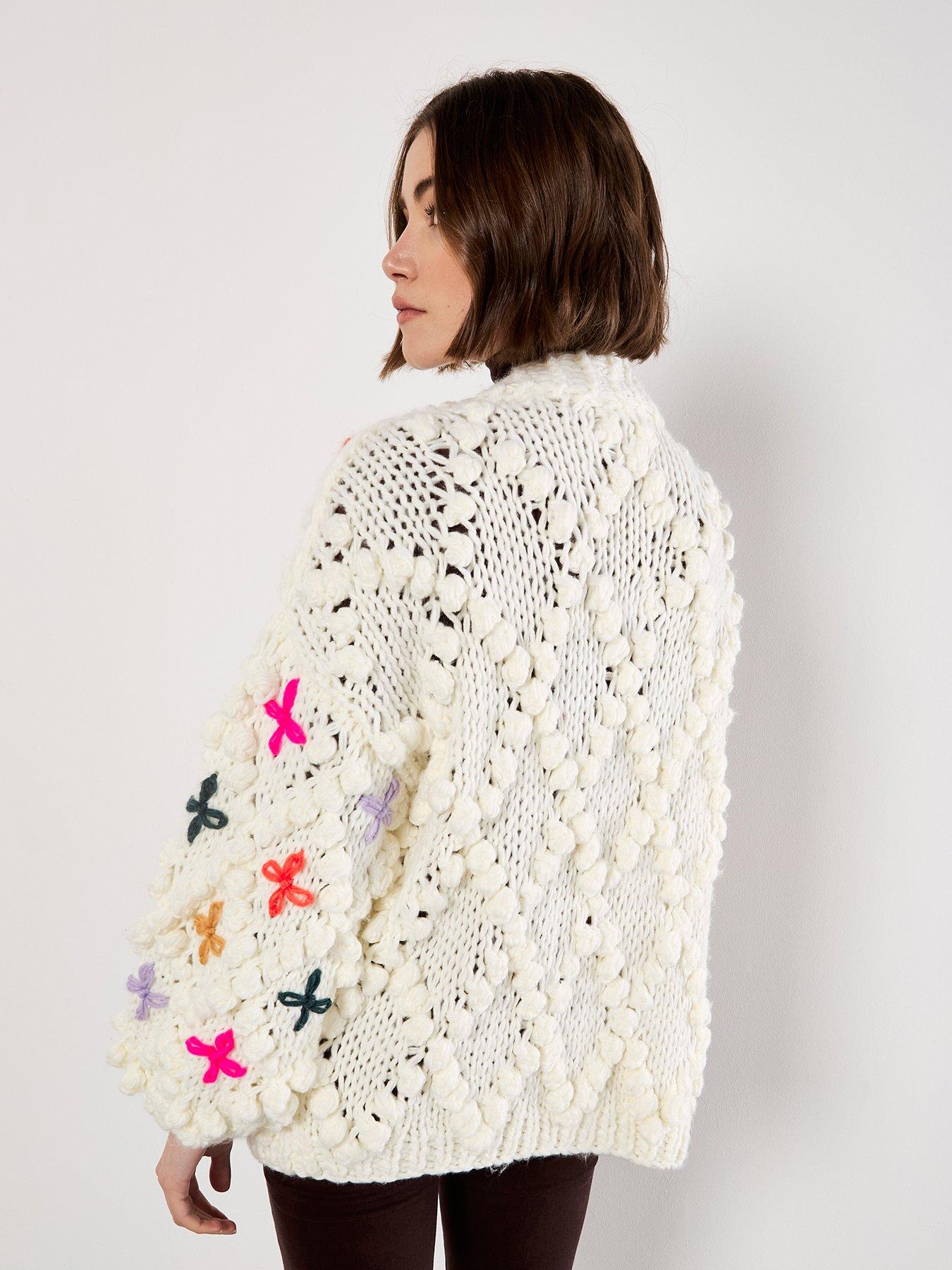 Apricot Multicolour Flower 3D Knit Cardi - Cream | Very
