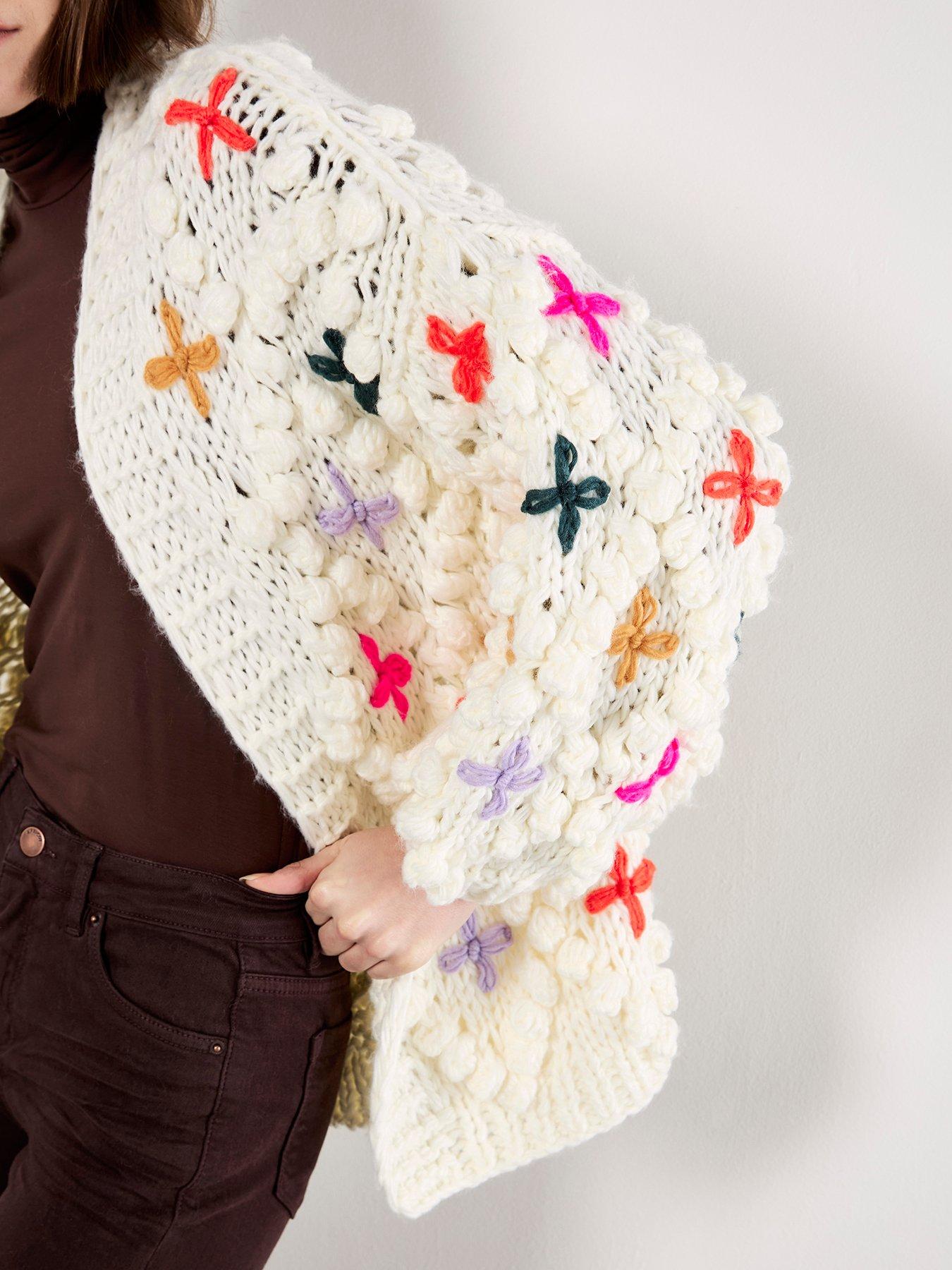 Apricot Multicolour Flower 3D Knit Cardi - Cream | Very