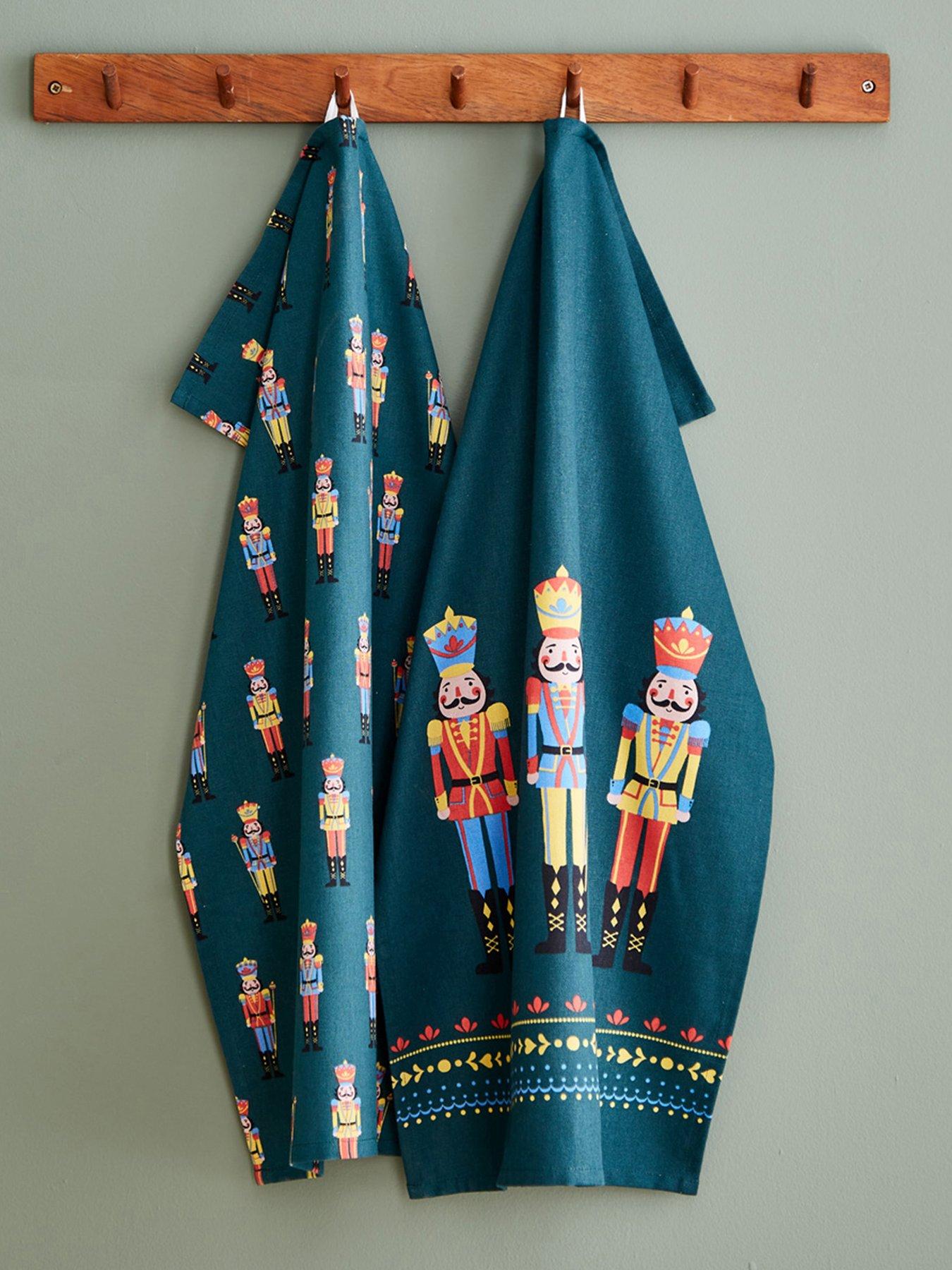 Catherine Lansfield Nutcracker Double Tea Towels- 4 Pack