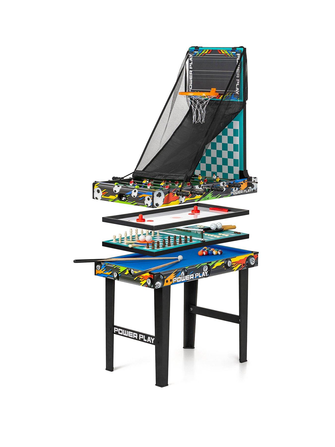 Power Play Table De Jeux 3 En 1 – Baby-foot, Tennis De Table, Air Hockey – Compacte, Légère, Pour Enfants Dès 5 Ans