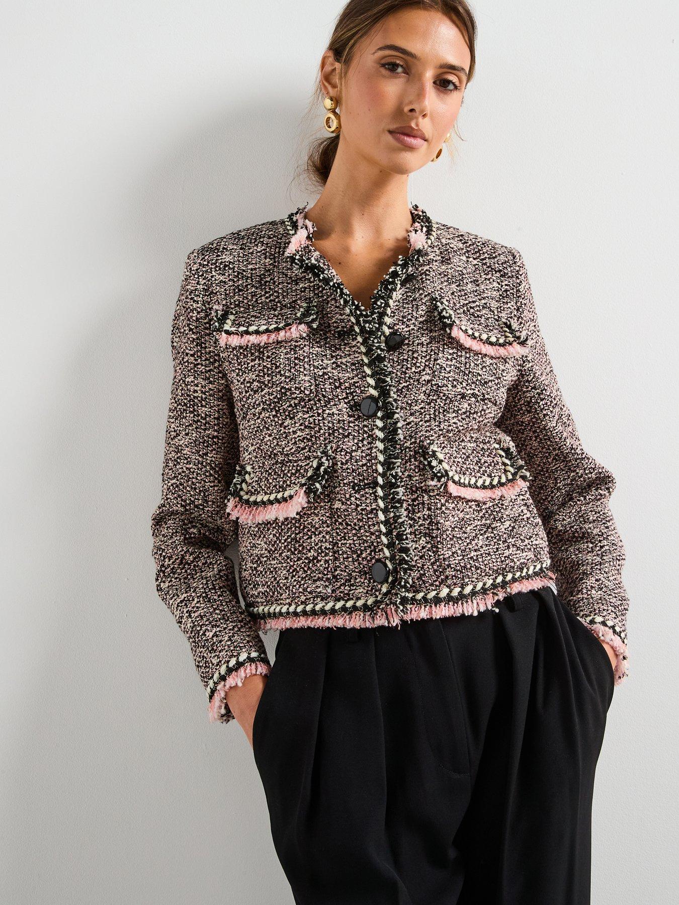 undefined Pocket Tweed Jacket - Black