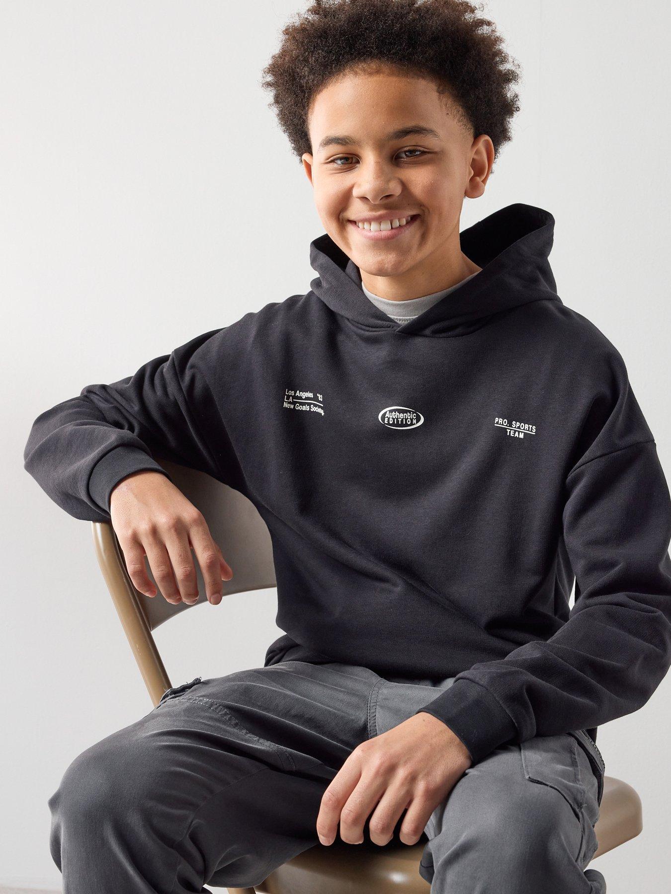 The Very Collection Boys Multi Slogan Hoodie - Black