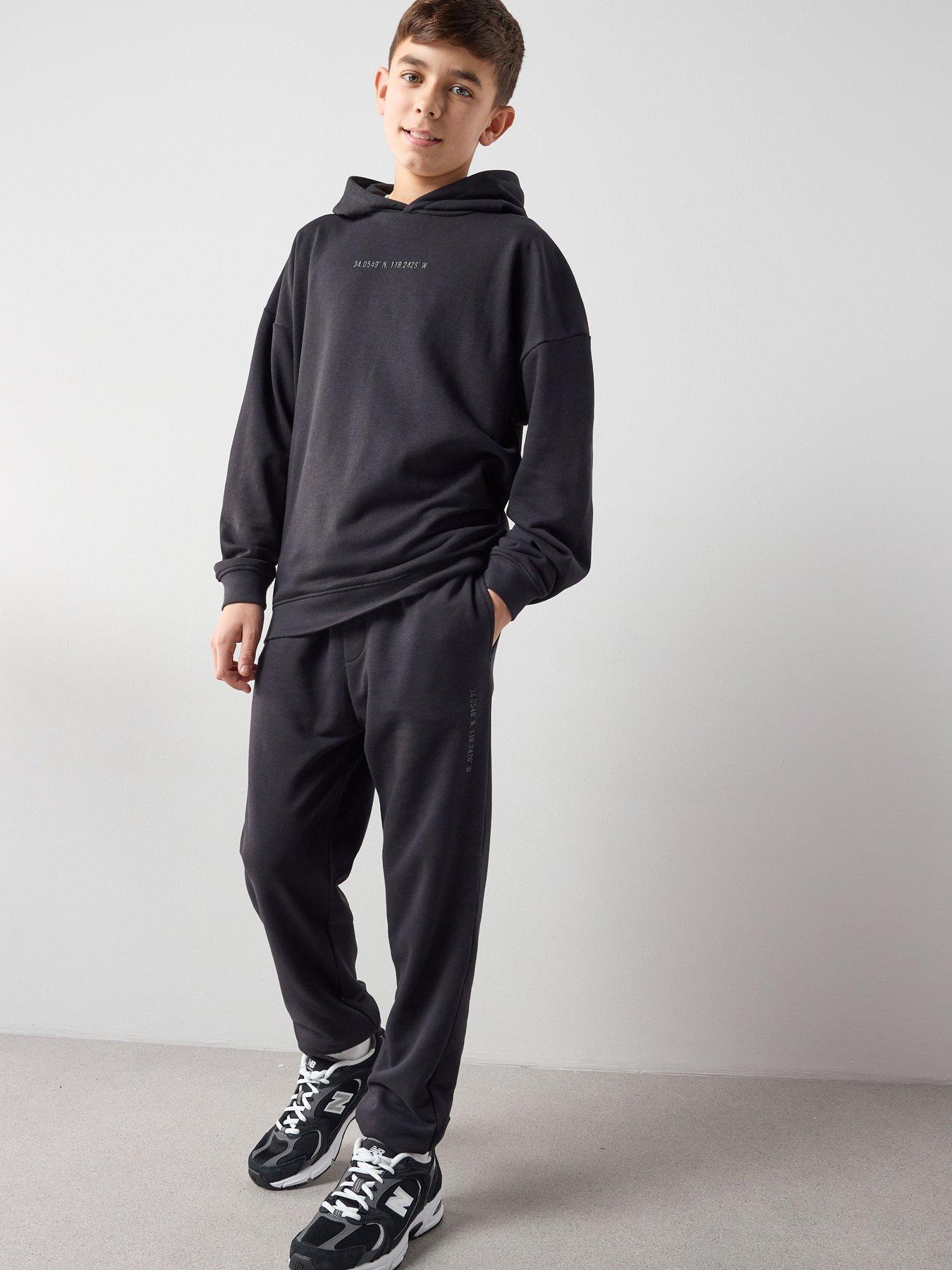 The Very Collection Boys Rubberised Slogan Hoodie And Joggers Set - Black