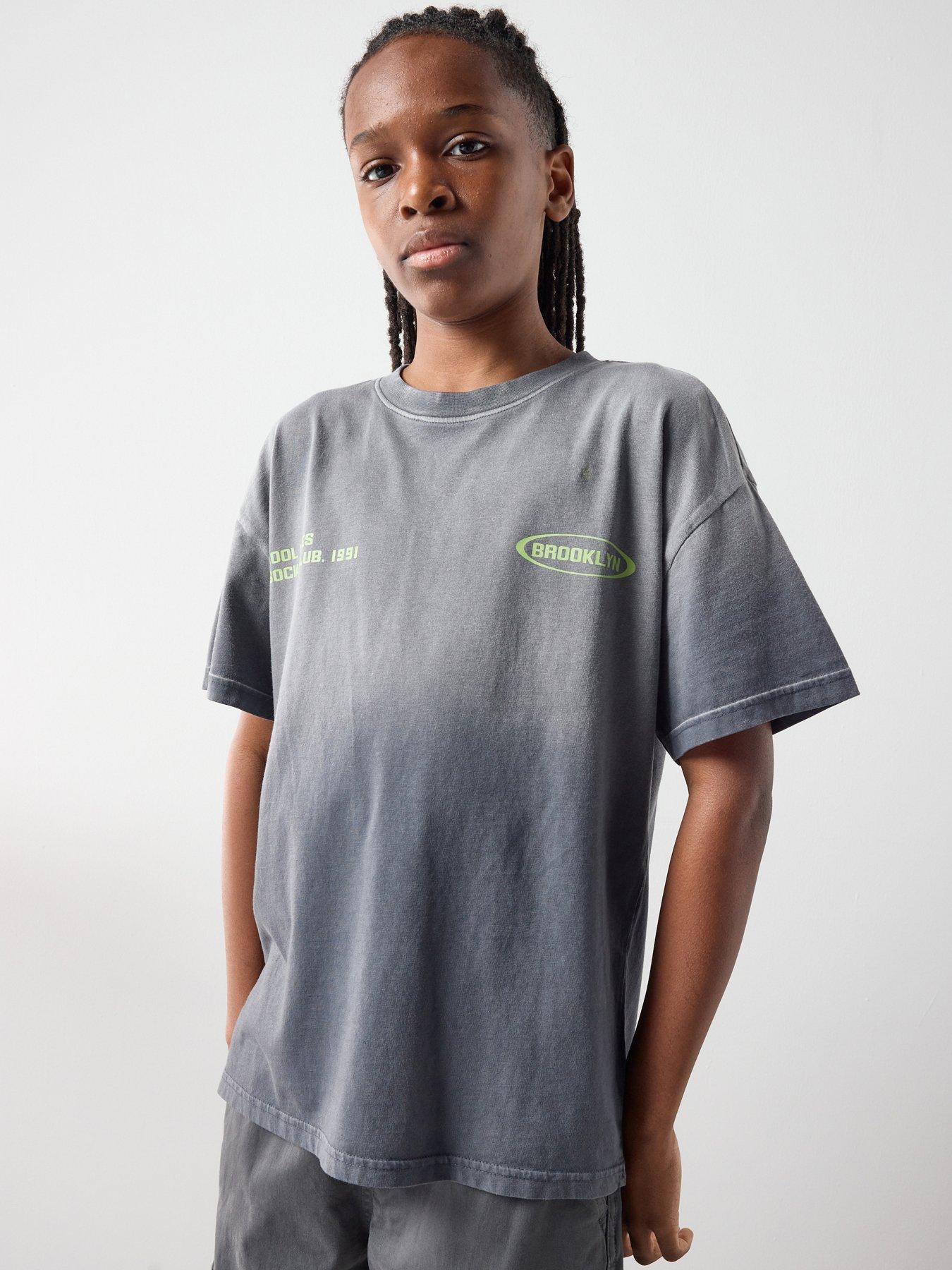 The Very Collection Boys Ombre Slogan T-shirt - Grey