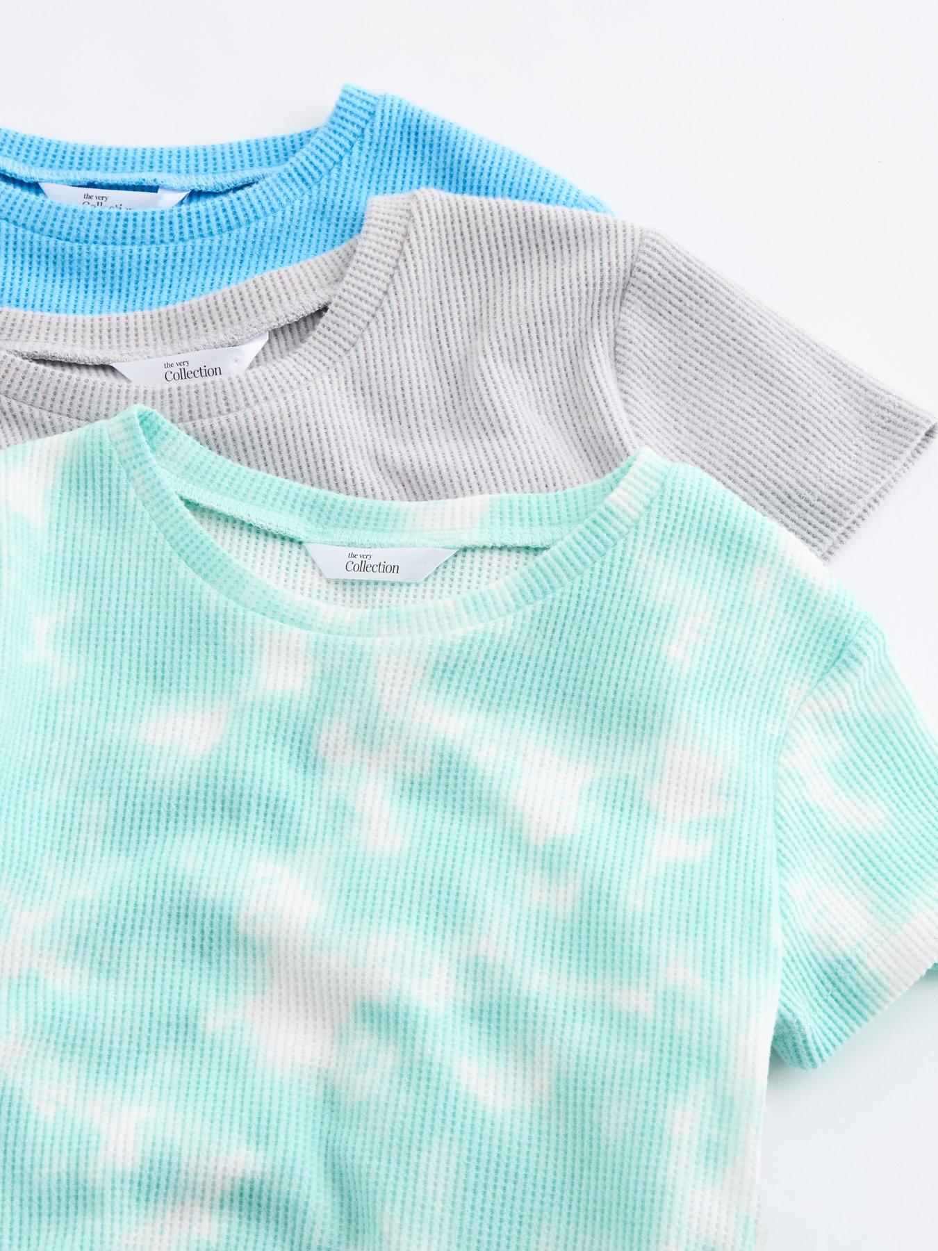 Image 4 of 6 of The Very Collection Boys 3 Pack Tie Dye Textured Pyjama Shortie Set - Multi