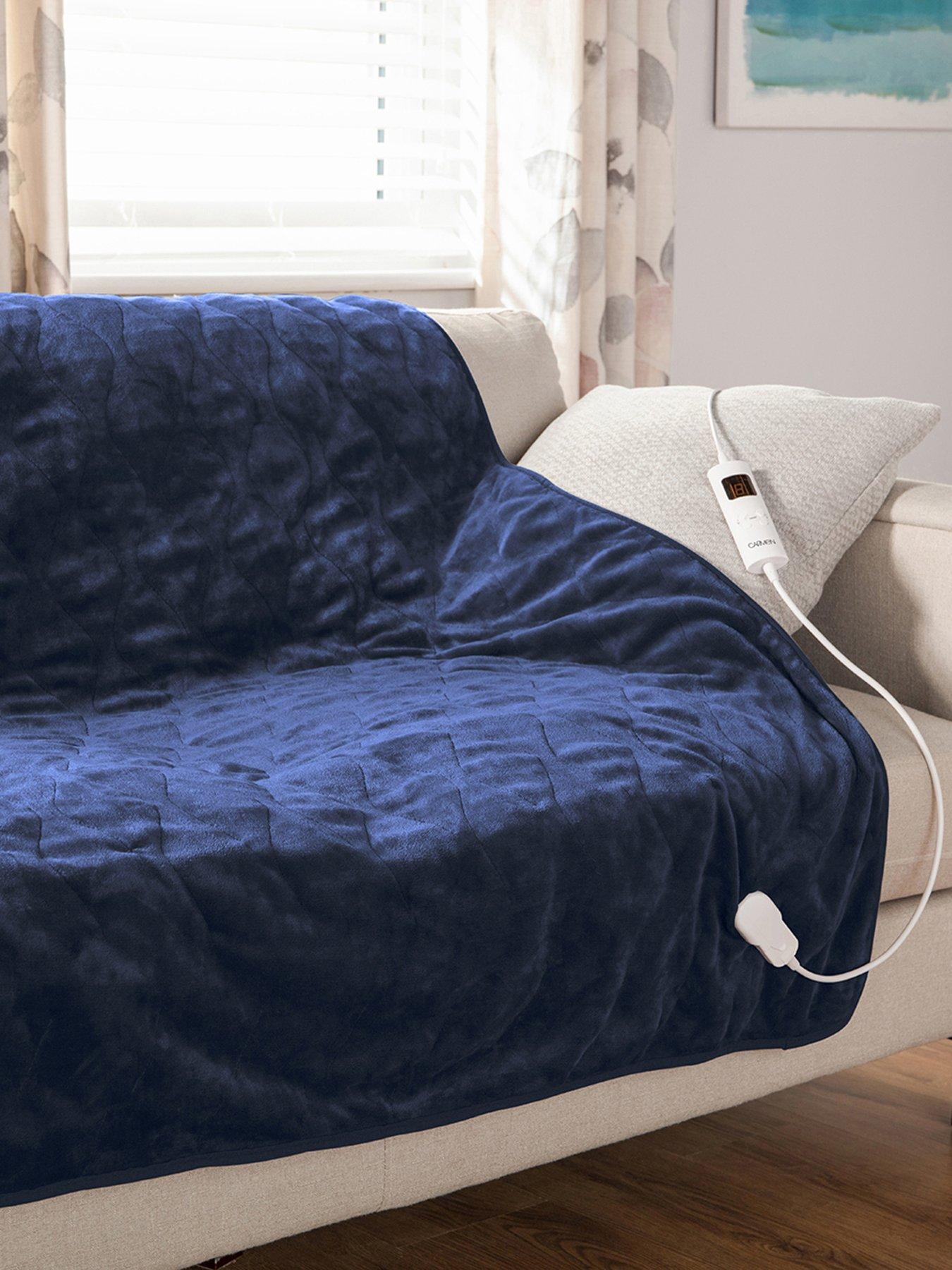 Carmen Fleece Electric Heated Throw & Over Blanket, Navy