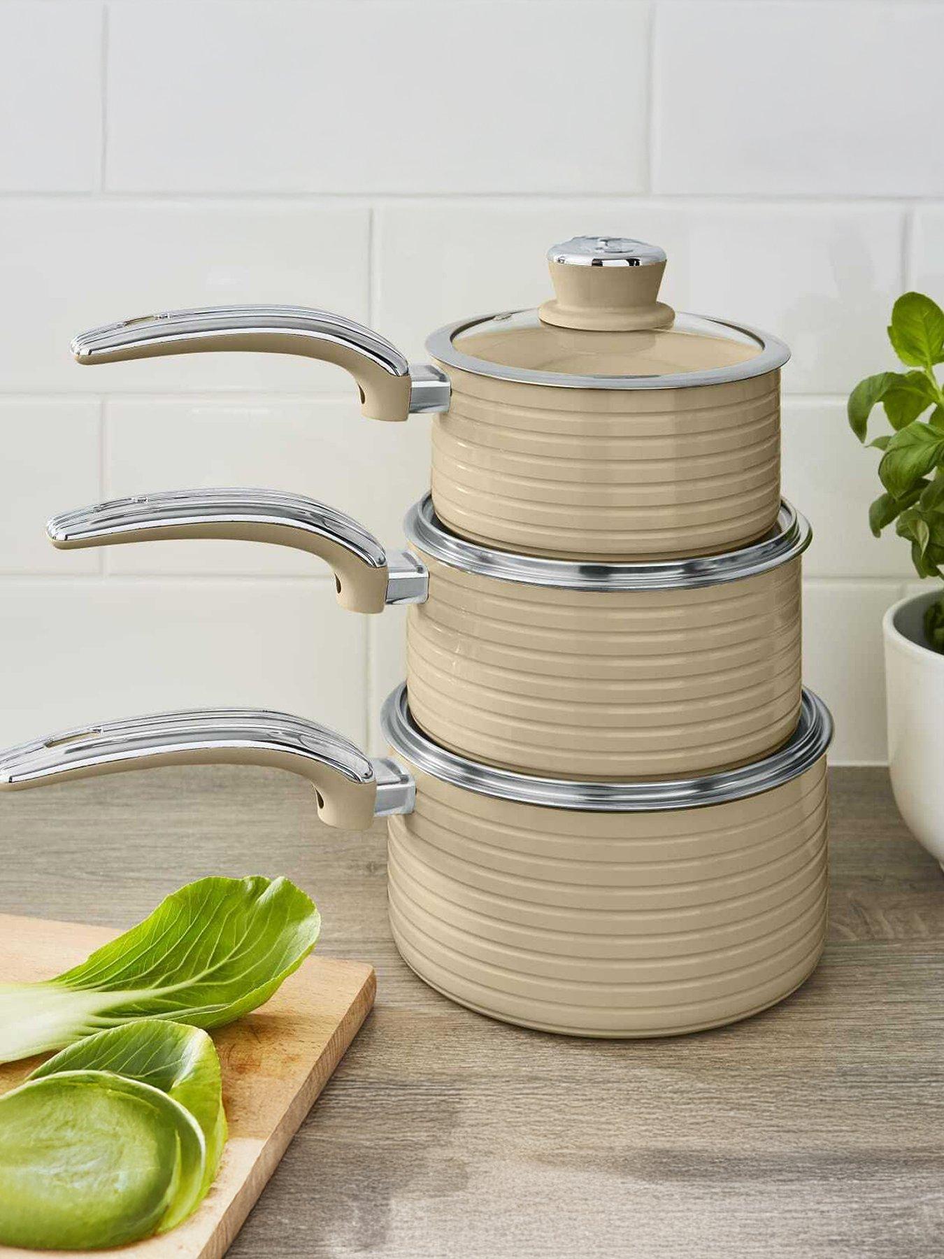 Swan Retro 3 Piece Saucepan Set