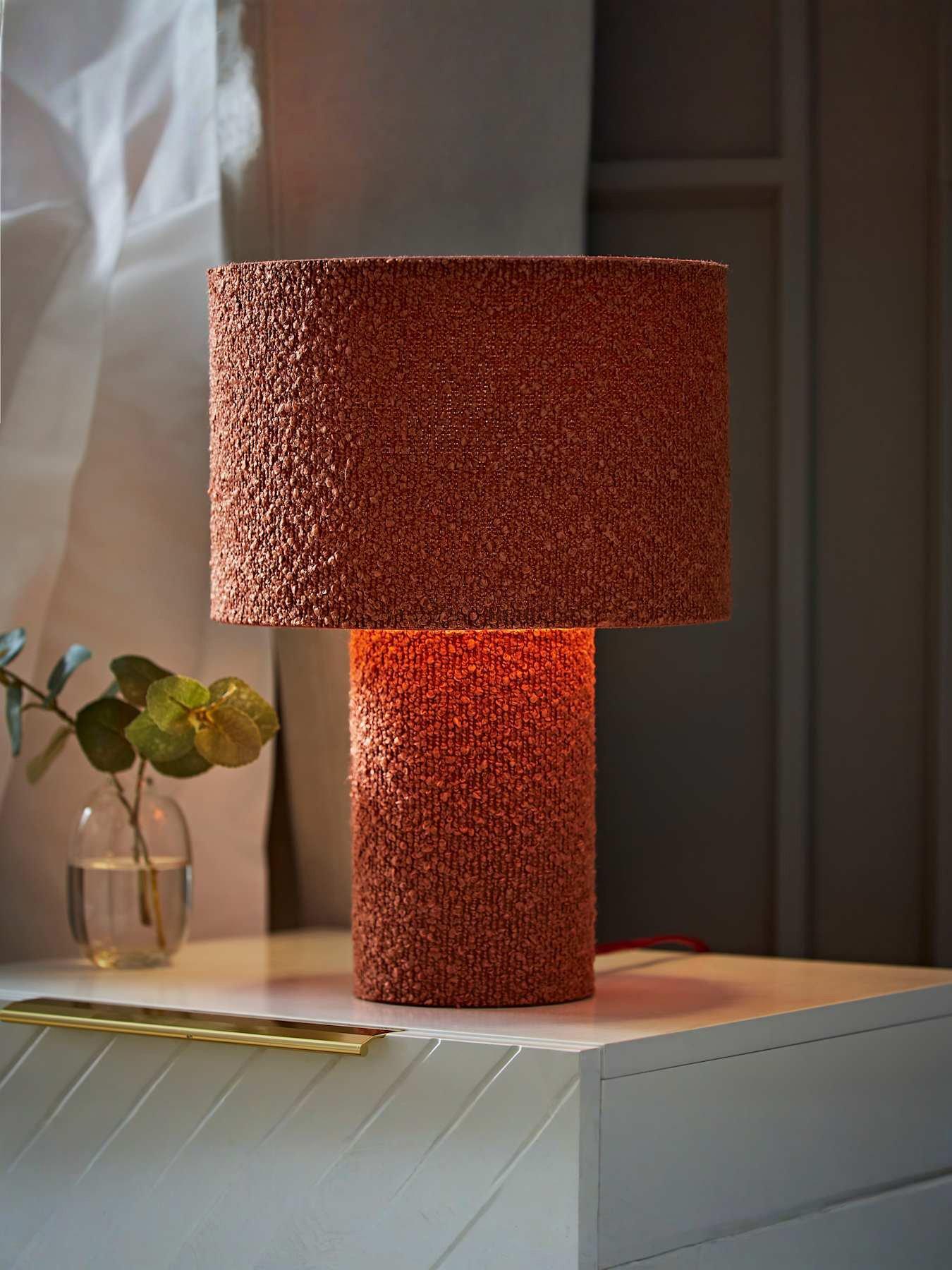 ValueLights Ash Rust Boucle Table Lamp