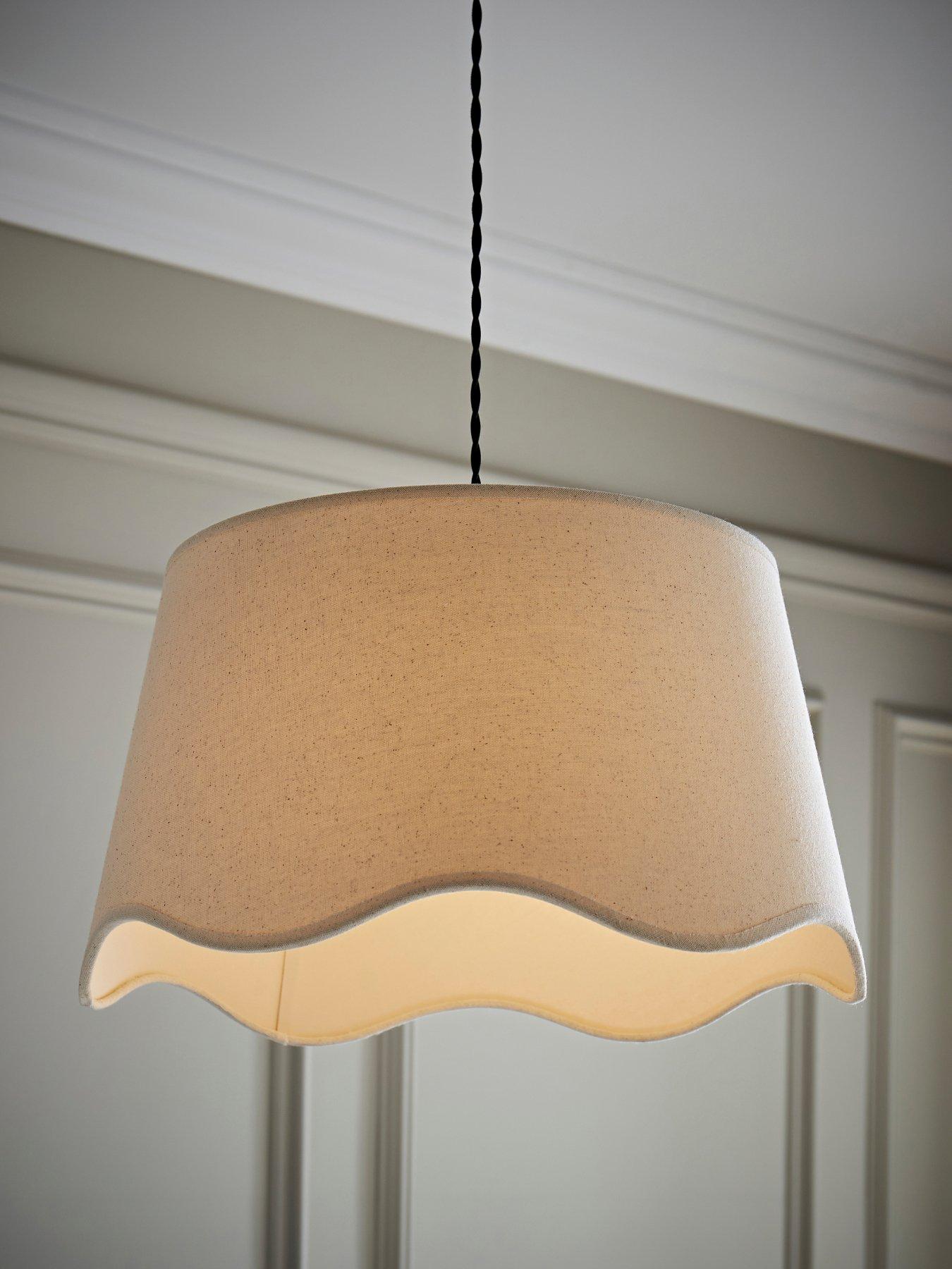 ValueLights Mabel Natural Linen Large 30cm Scallop Edge With Trim Ceiling Light Lamp Shade