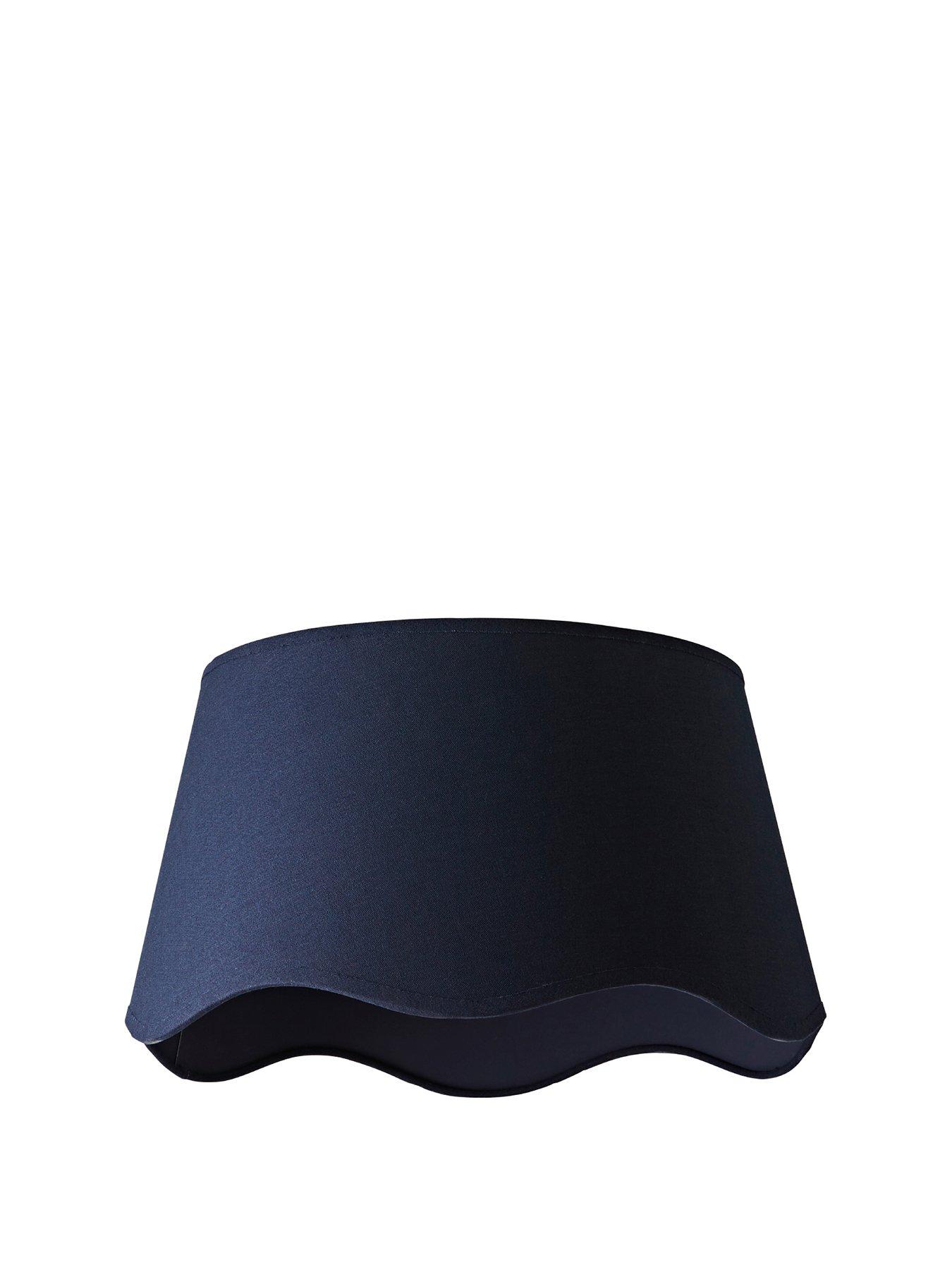 Image 2 of 6 of ValueLights Mabel Navy Blue Linen Large 30cm Scallop Edge With Trim Ceiling Light Lamp Shade
