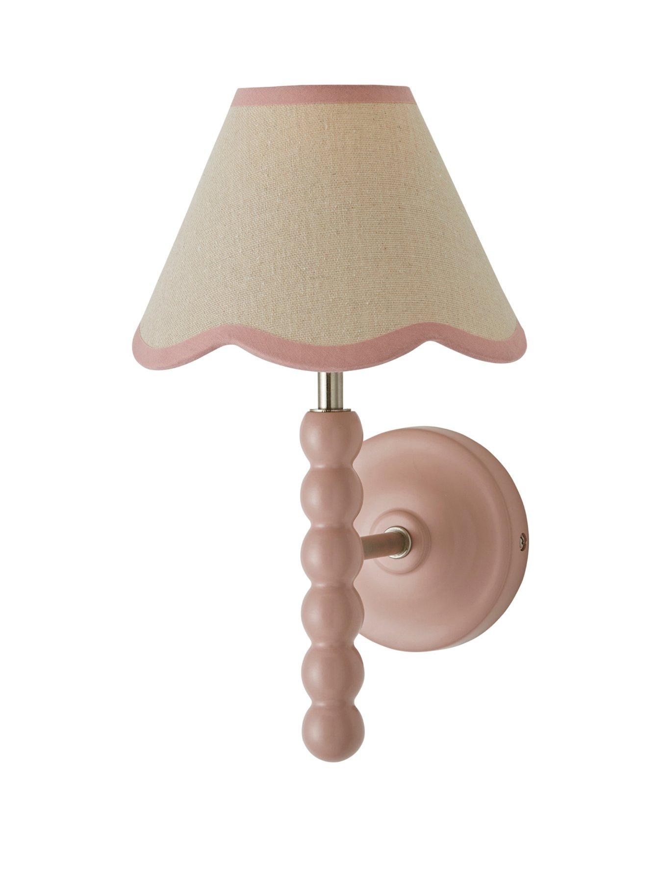 ValueLights Bobbins Rose Pink Bobble Wall Light And Linen Pink