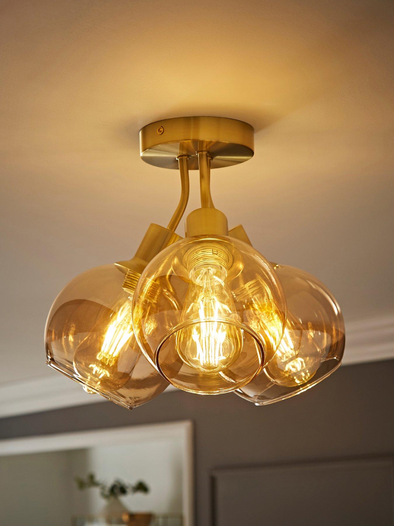 ValueLights Bellamy Brushed Gold Bubble Cluster Flush Ceiling Light