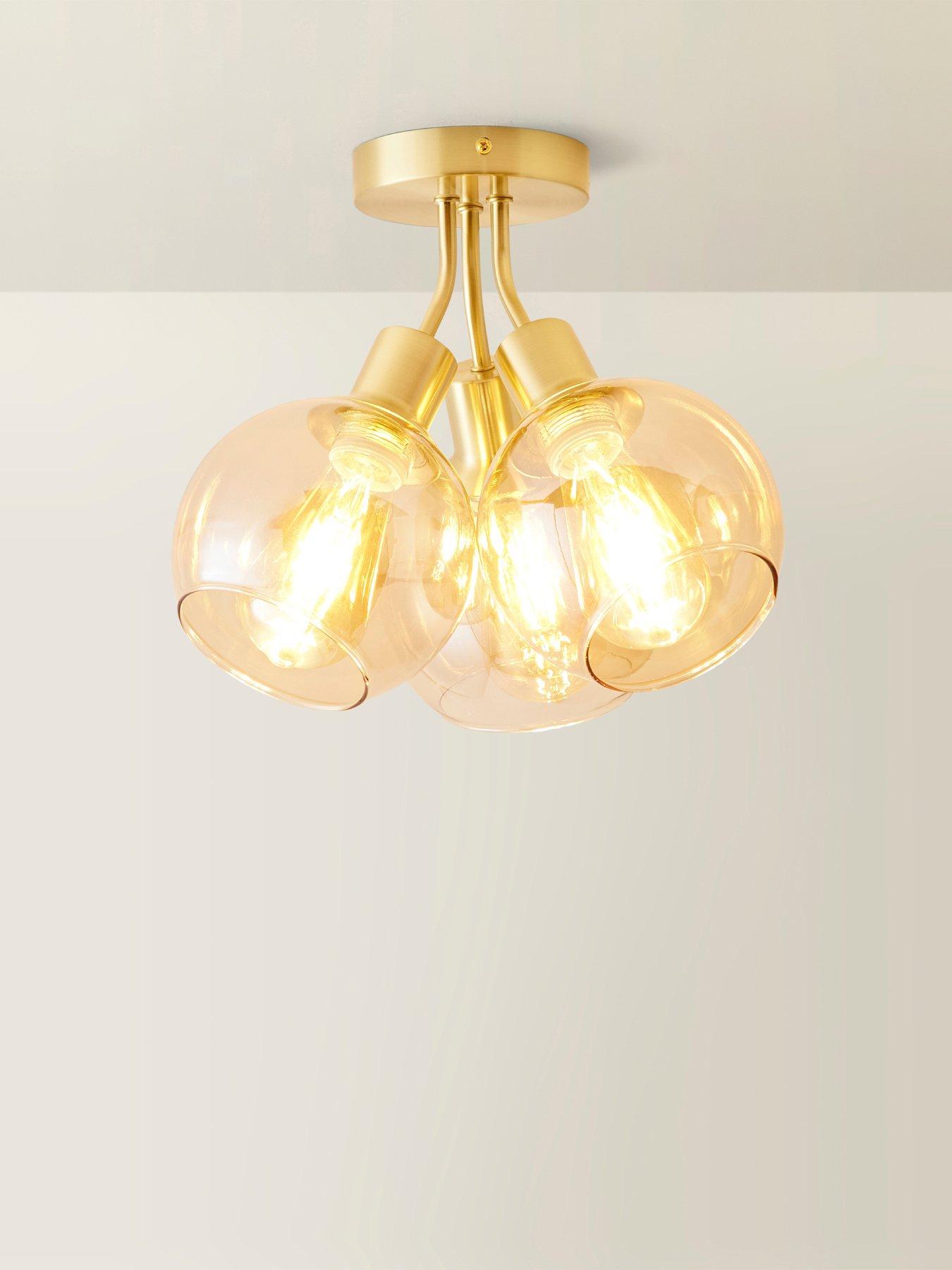 ValueLights Bellamy Brushed Gold Bubble Cluster Flush Ceiling Light | Very
