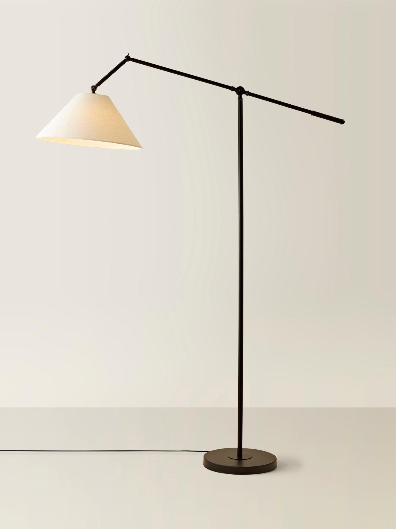 Image 6 of 6 of ValueLights Layla Black Adjustable Floor Lamp With Linen Shade