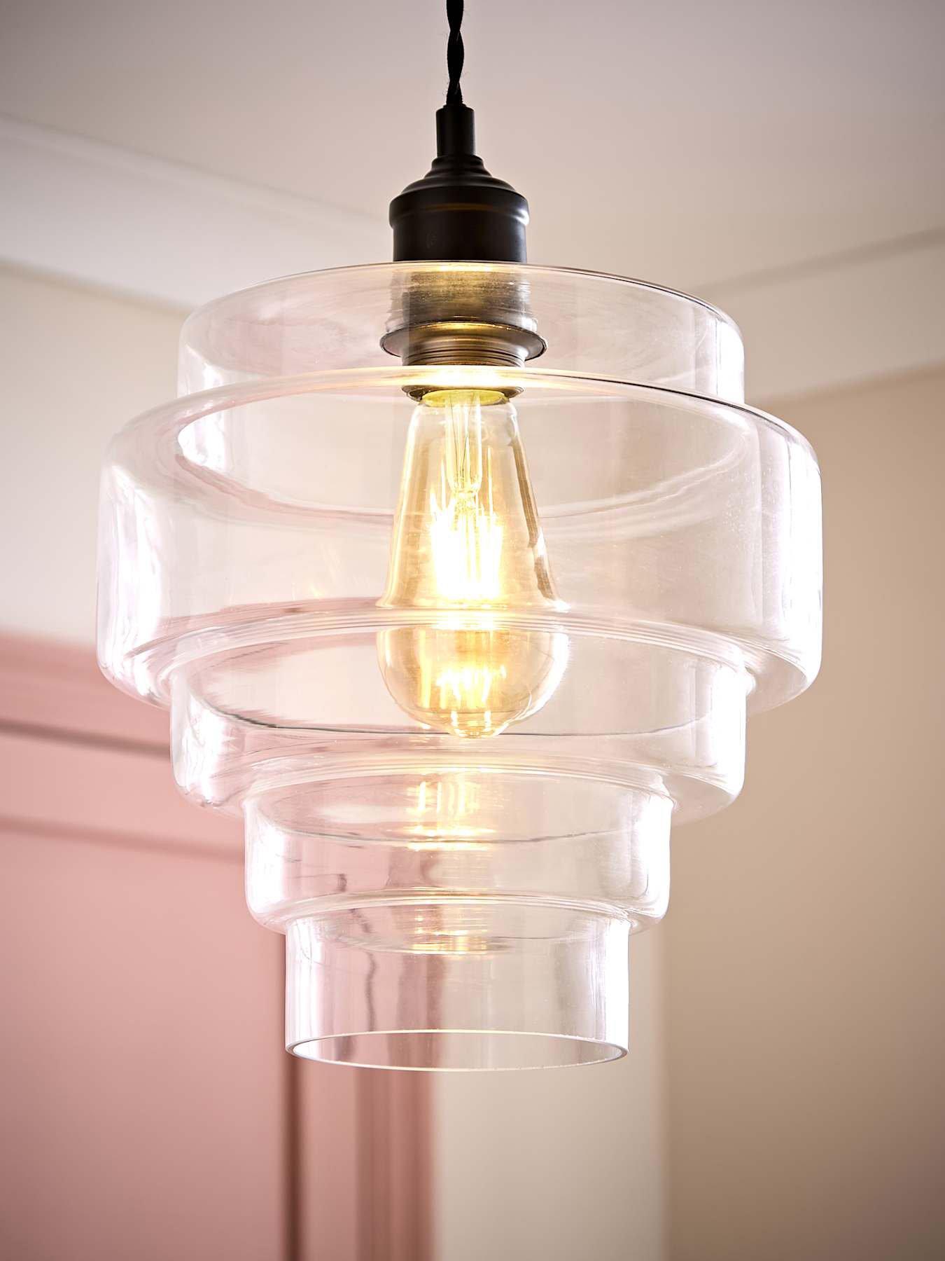 ValueLights Lane Clear Glass 5 Tier Layered Easy Fit Ceiling Pendant Lamp Shade