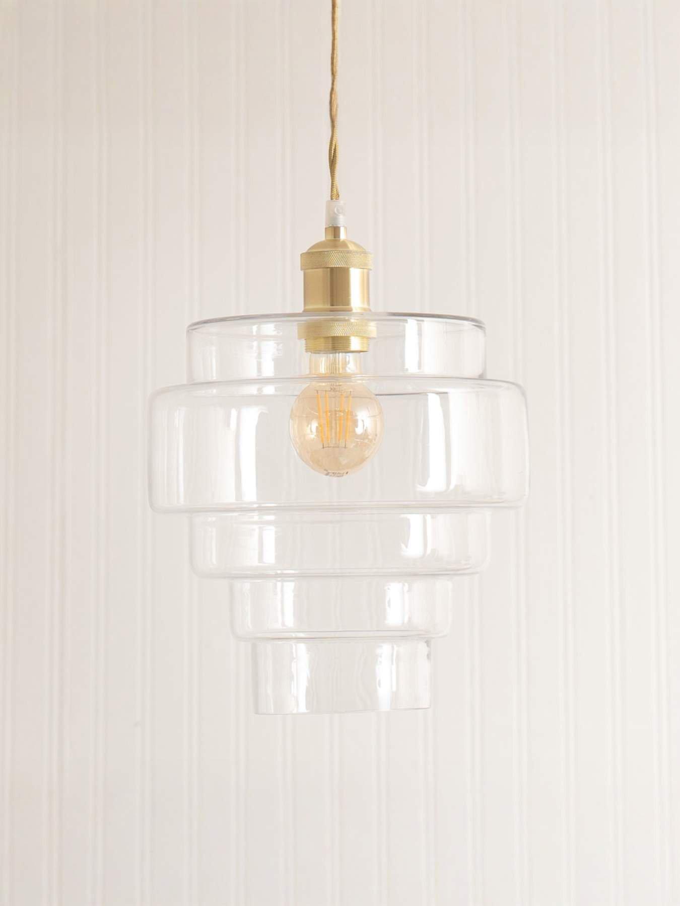 ValueLights Lane Clear Glass 5 Tier Layered Easy Fit Ceiling Pendant Lamp Shade