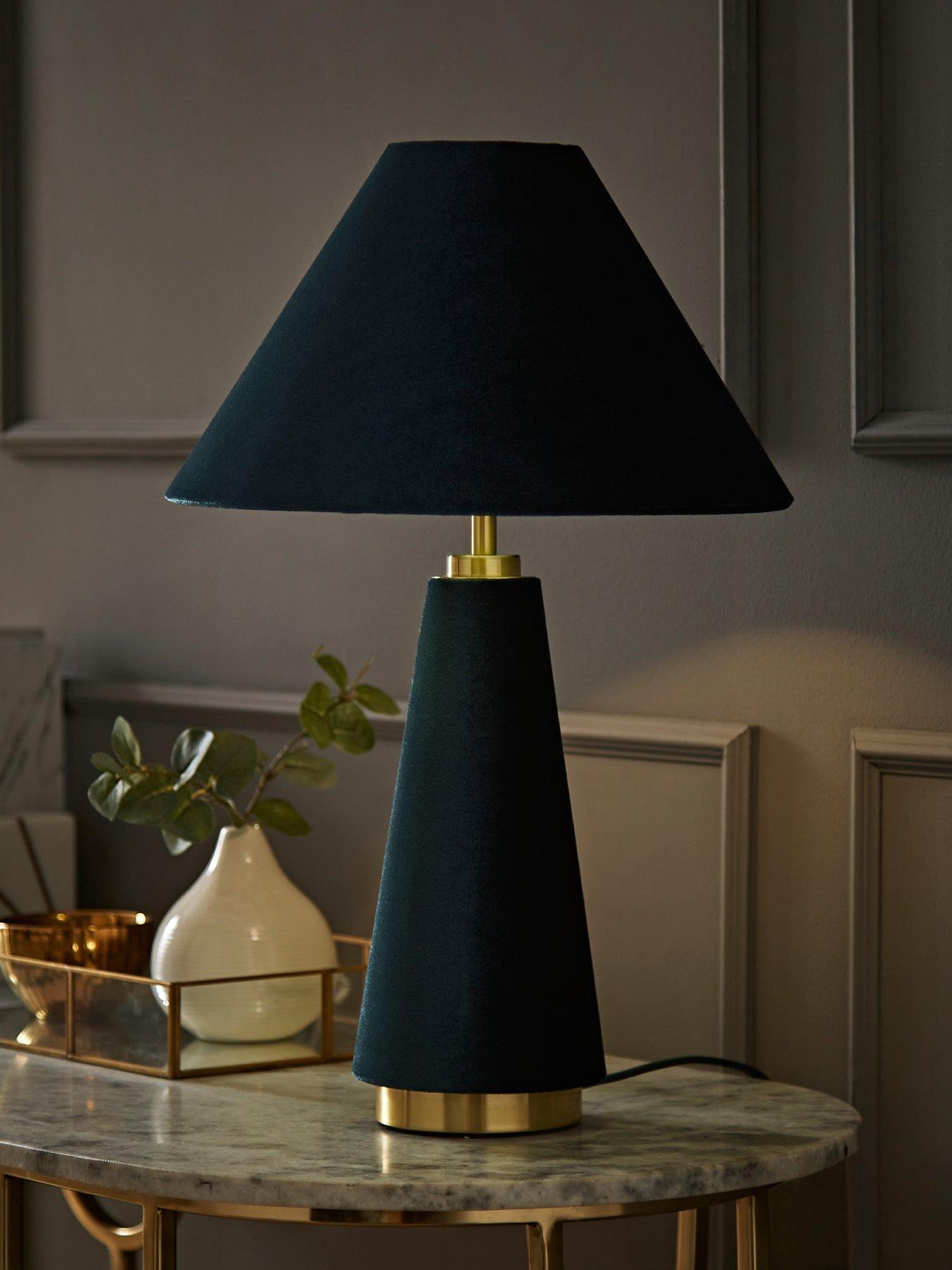 undefined Martha Conical Teal Velvet Table Lamp