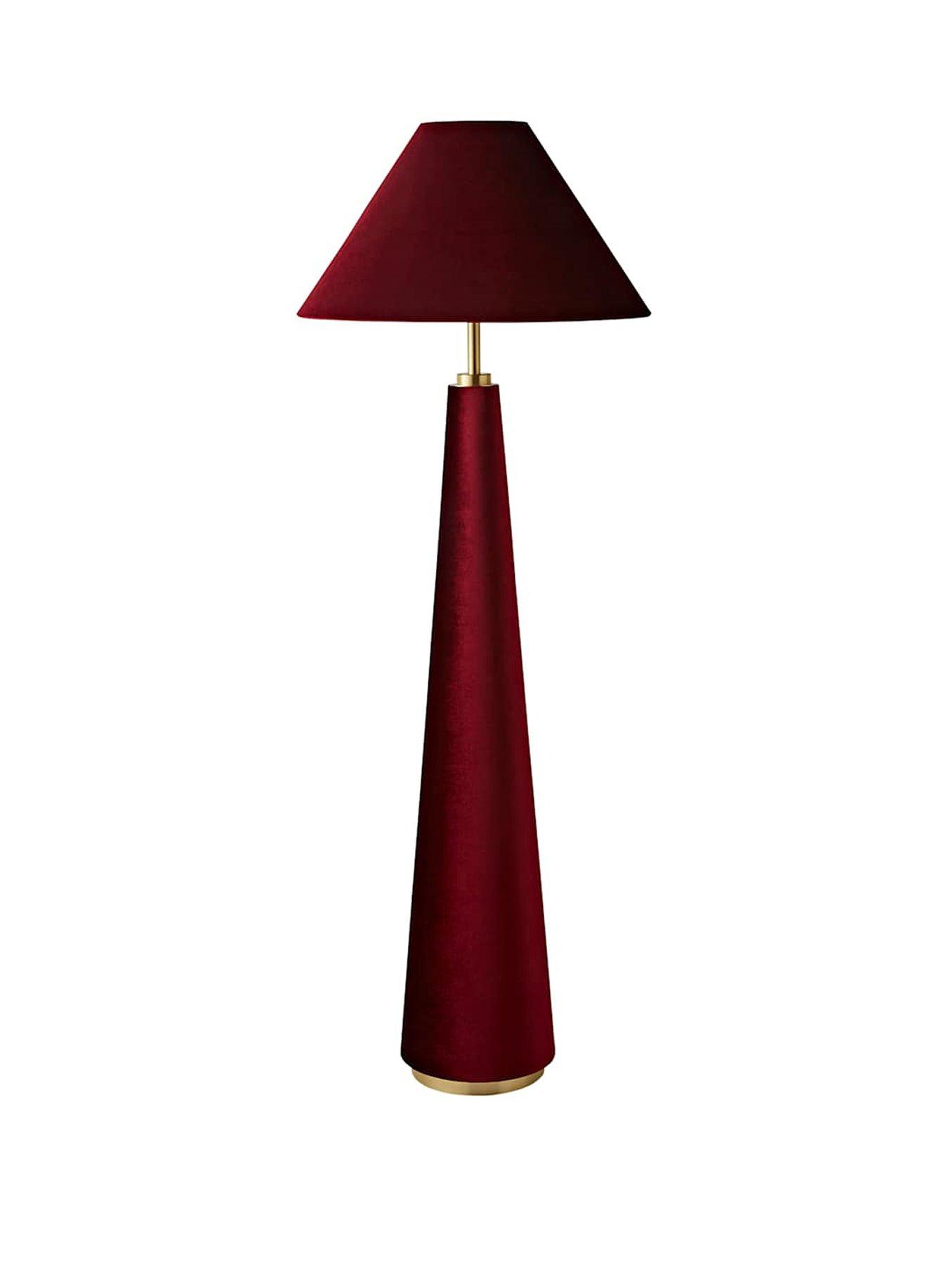 Image 2 of 7 of ValueLights Martha Conical Burgundy Velvet Midi Floor Lamp