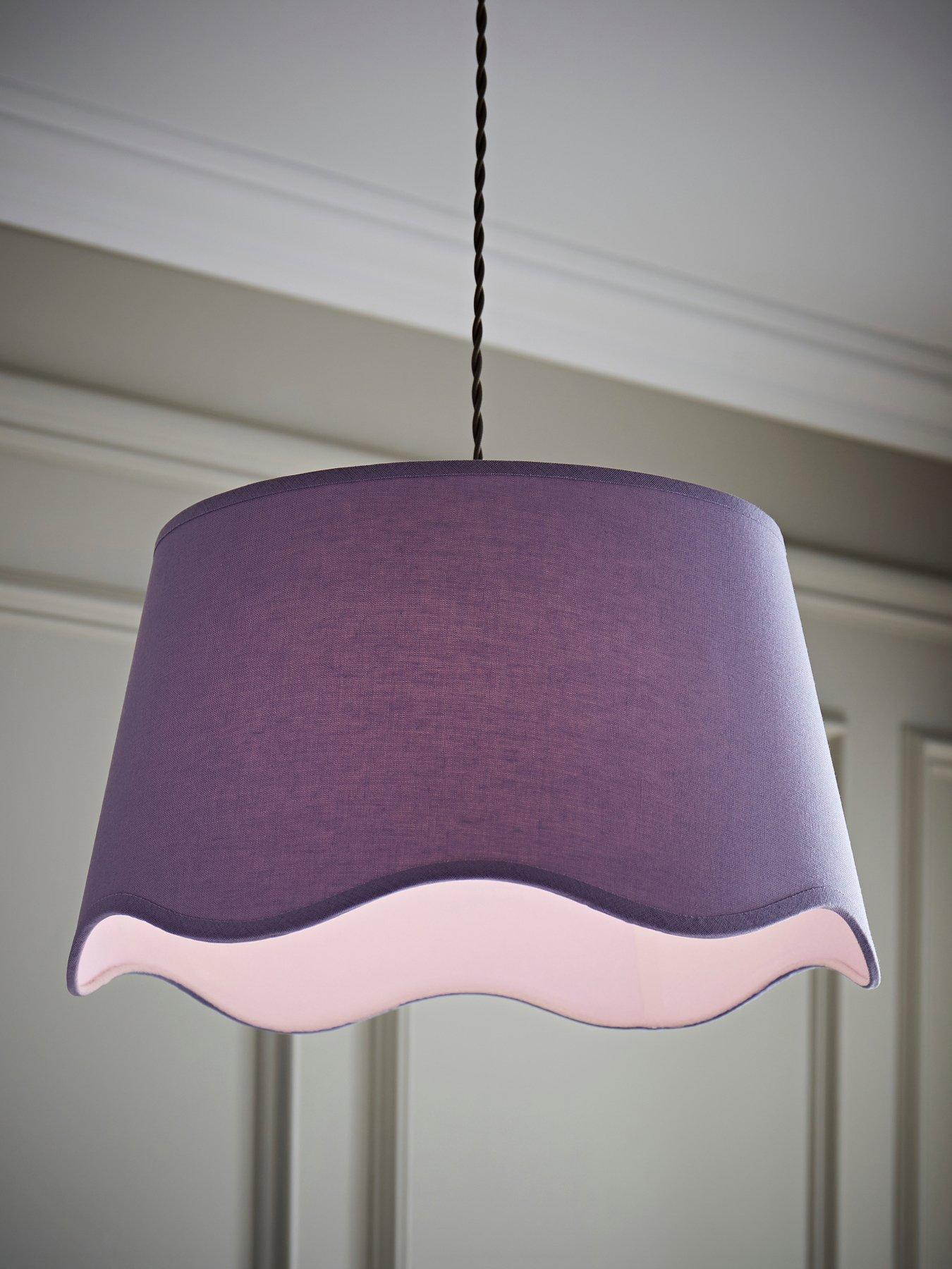 ValueLights Mabel Lilac Linen Large 30cm Scallop Edge With Trim Ceiling Light Lamp Shade