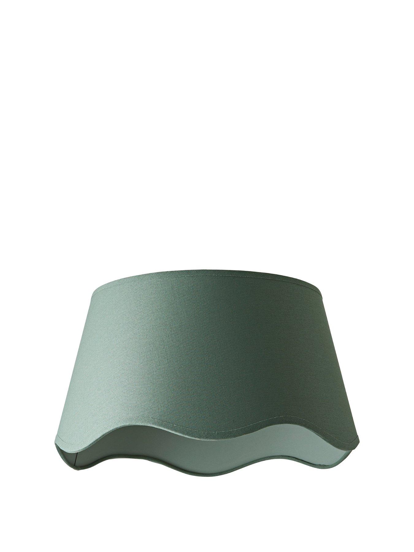 Image 2 of 6 of ValueLights Mabel Sage Green Linen Large 30cm Scallop Edge With Trim Ceiling Light Lamp Shade