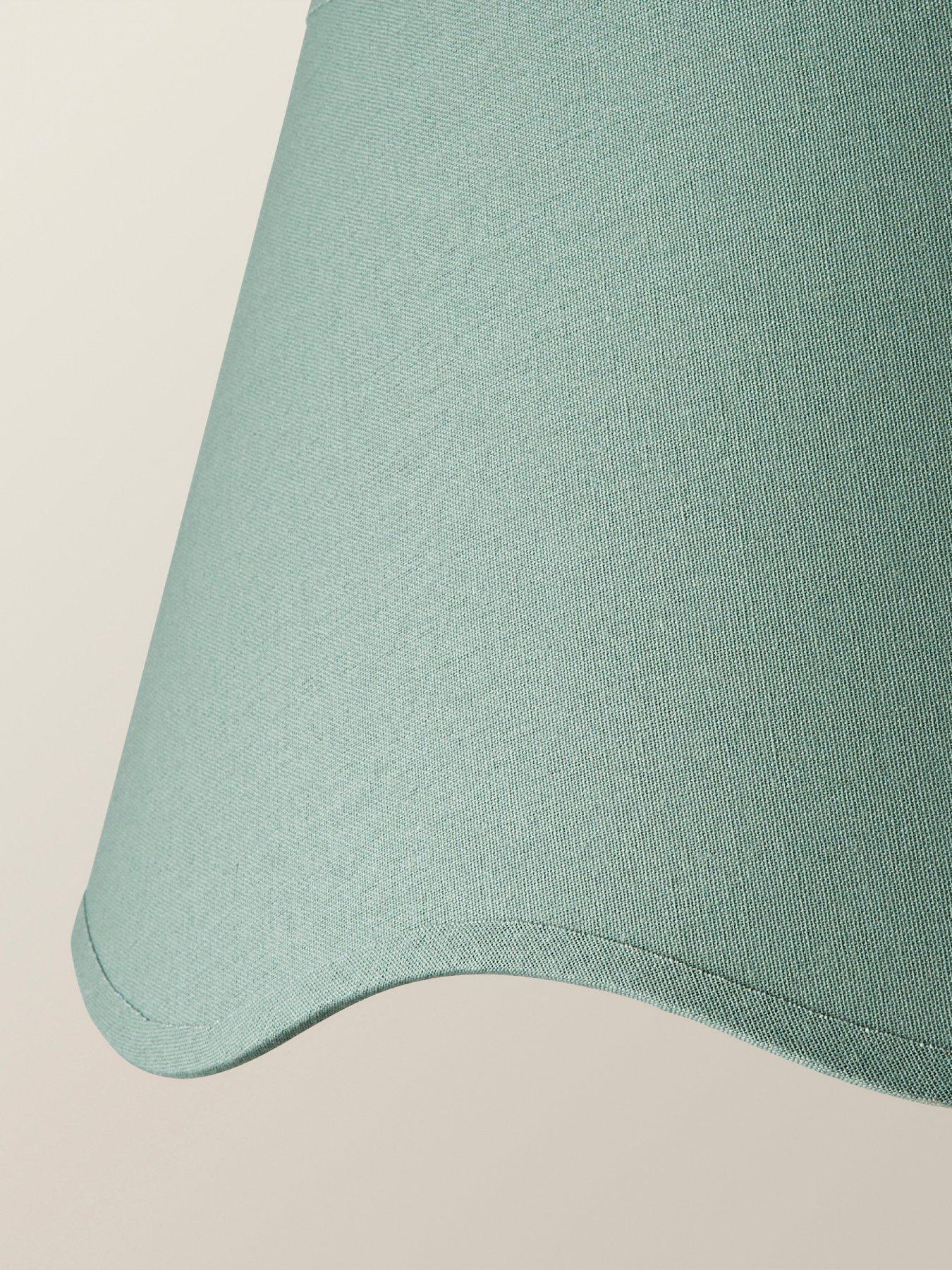 Image 5 of 6 of ValueLights Mabel Sage Green Linen Large 30cm Scallop Edge With Trim Ceiling Light Lamp Shade