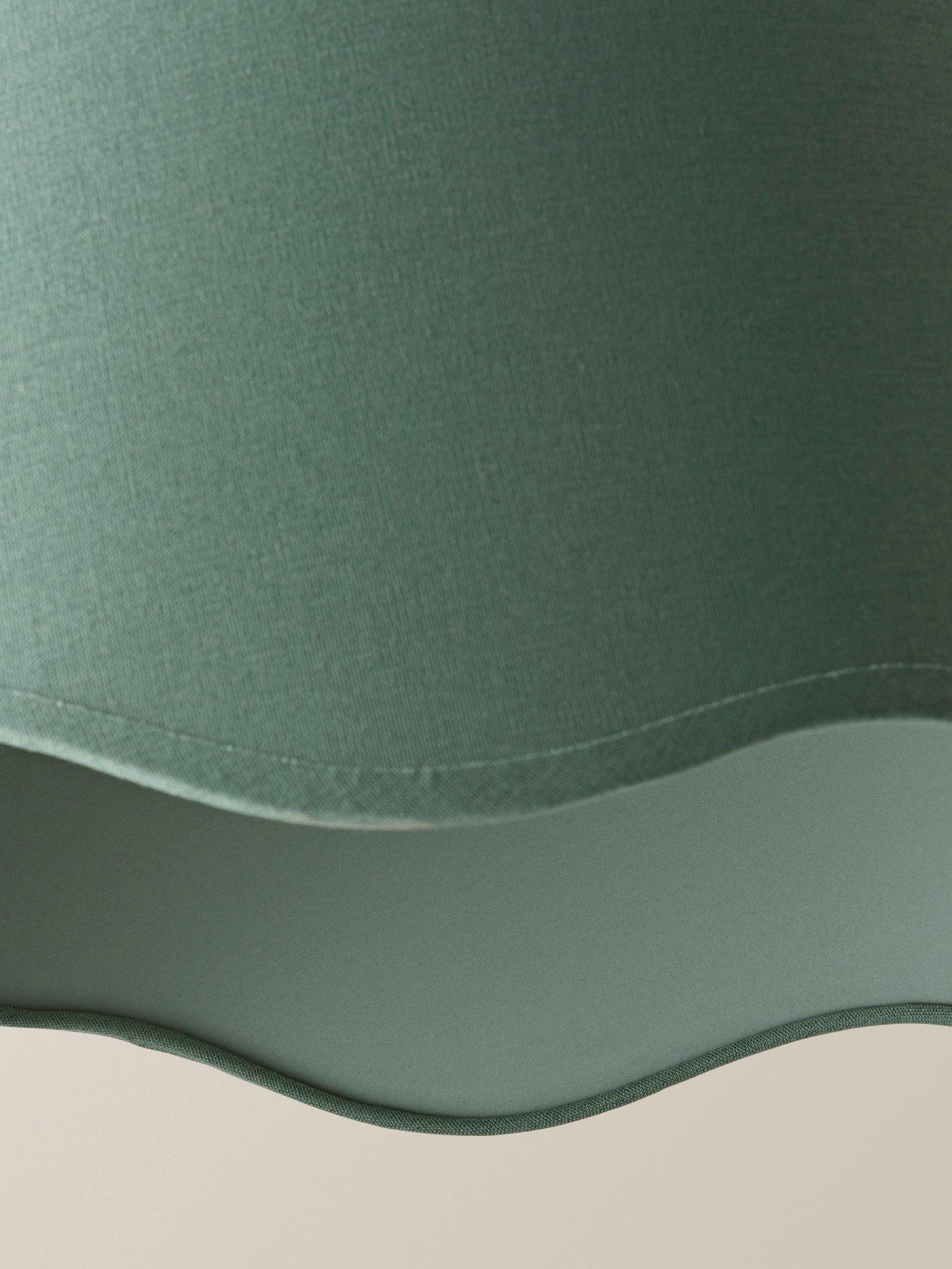 Image 6 of 6 of ValueLights Mabel Sage Green Linen Large 30cm Scallop Edge With Trim Ceiling Light Lamp Shade