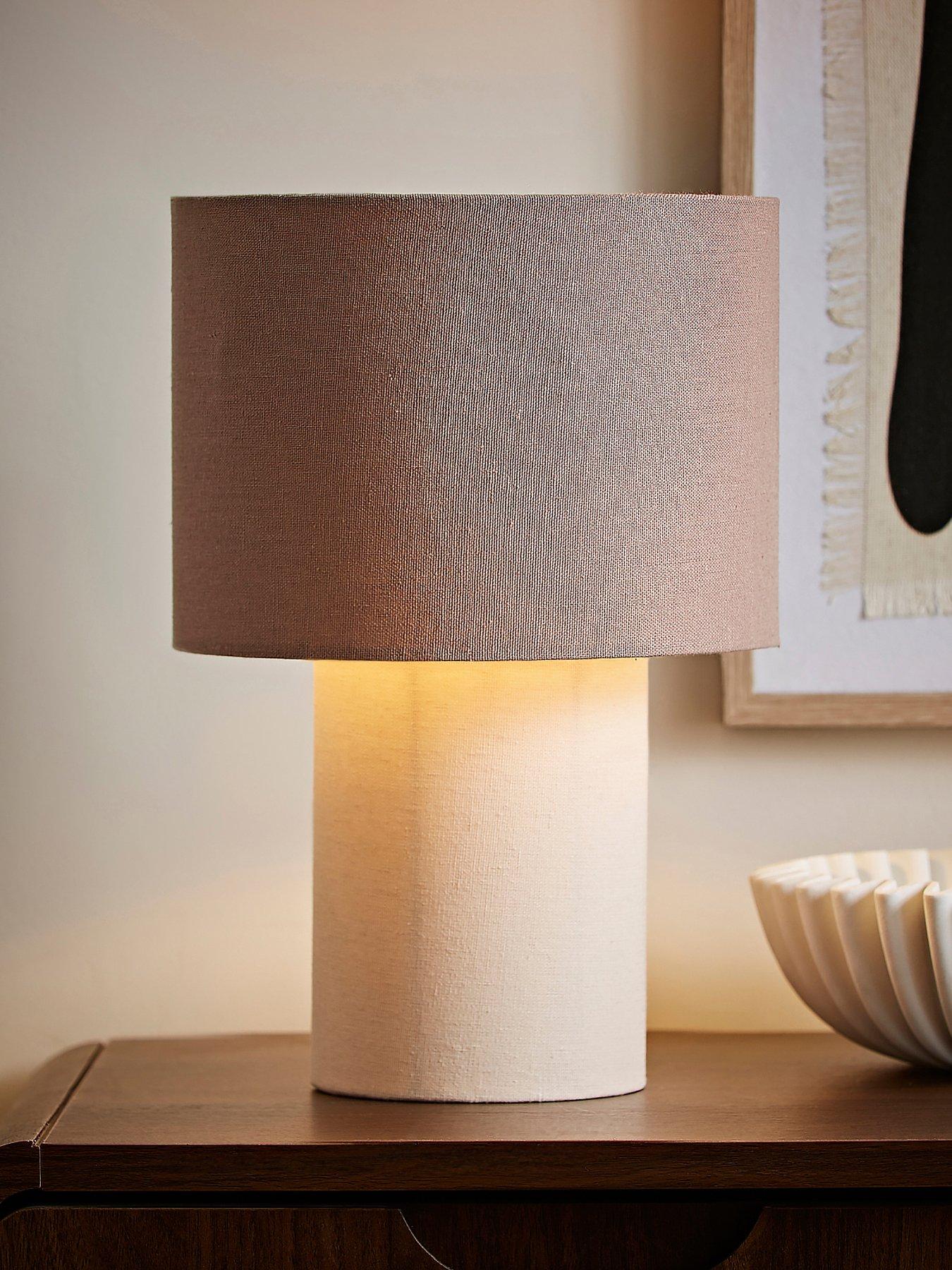 ValueLights Bobby Mocha Colour Clash Duo Fabric Table Lamp