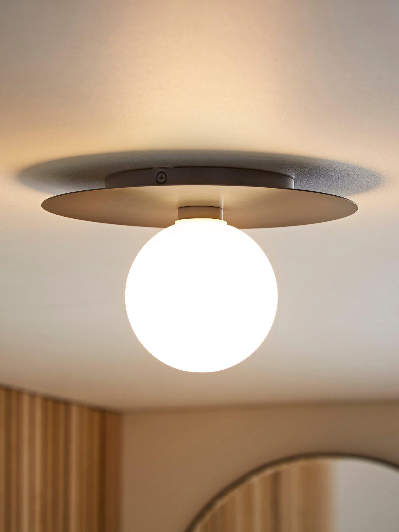 ValueLights Darla Navy Frosted Globe Bathroom Flush Ceiling Light