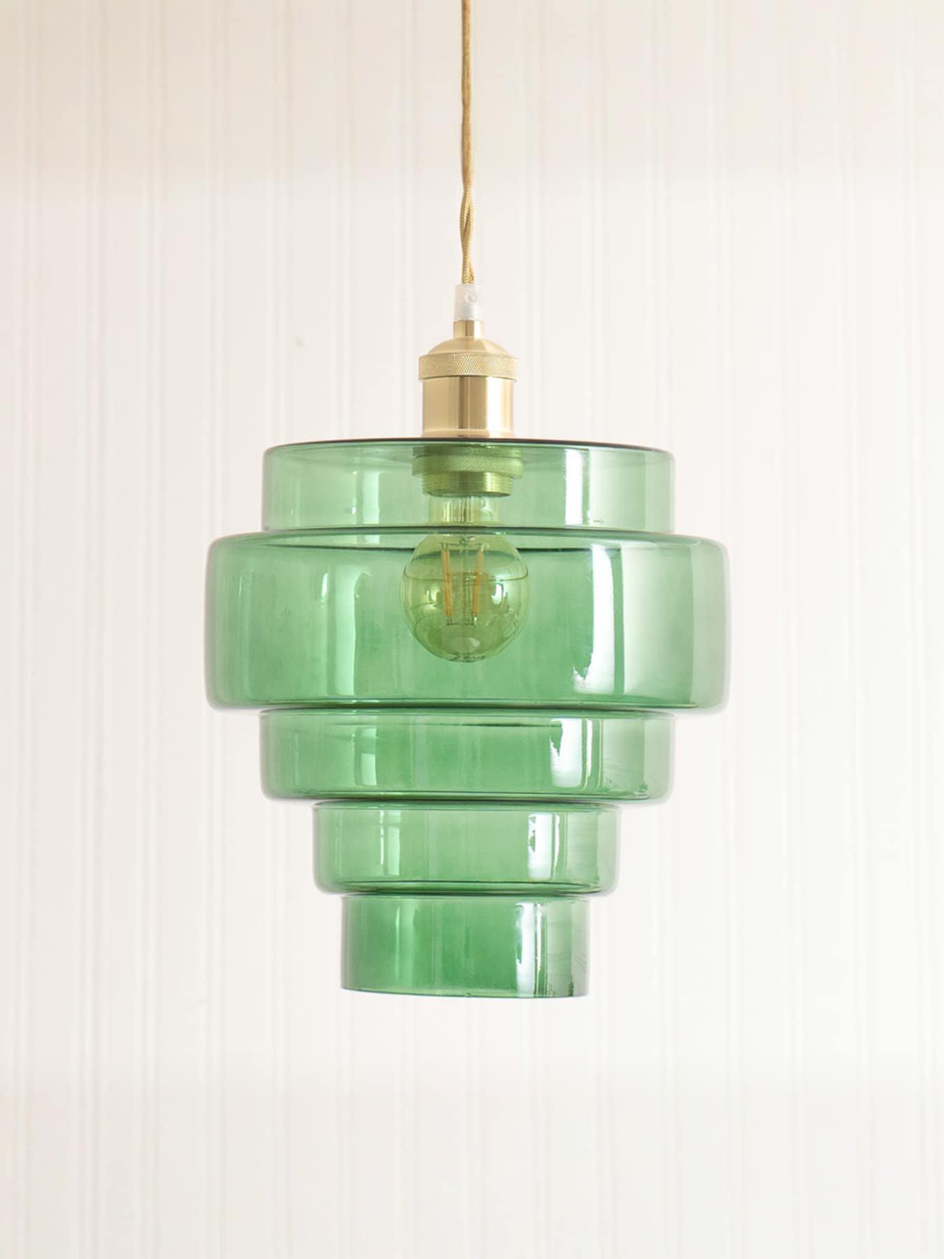 undefined Lane Green Glass 5 Tier Layered Easy Fit Ceiling Pendant Lamp Shade