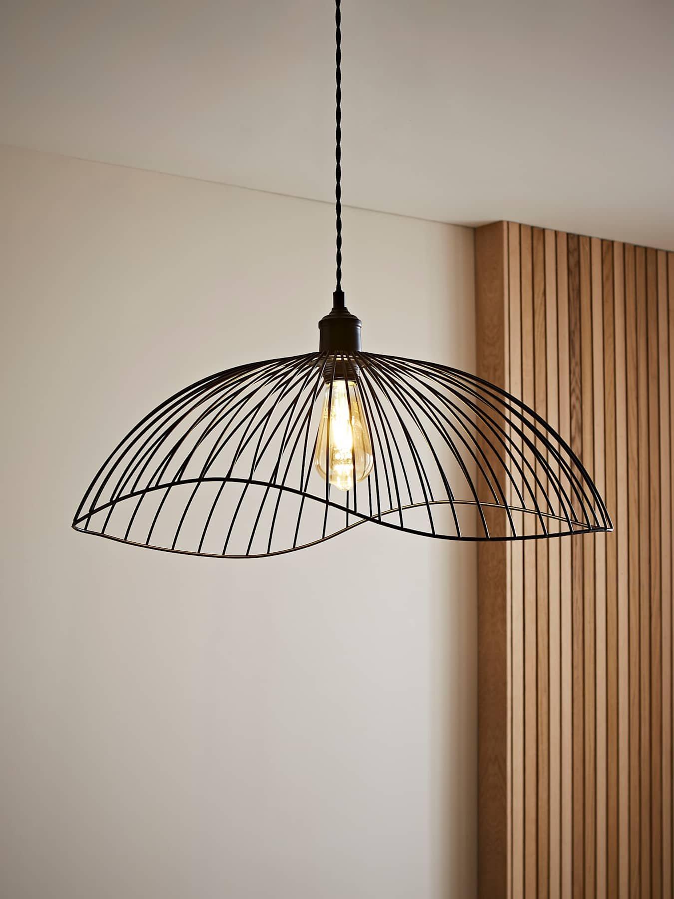 Image 1 of 6 of ValueLights Covelas Black Wavy Wire Ne Pendant Shade