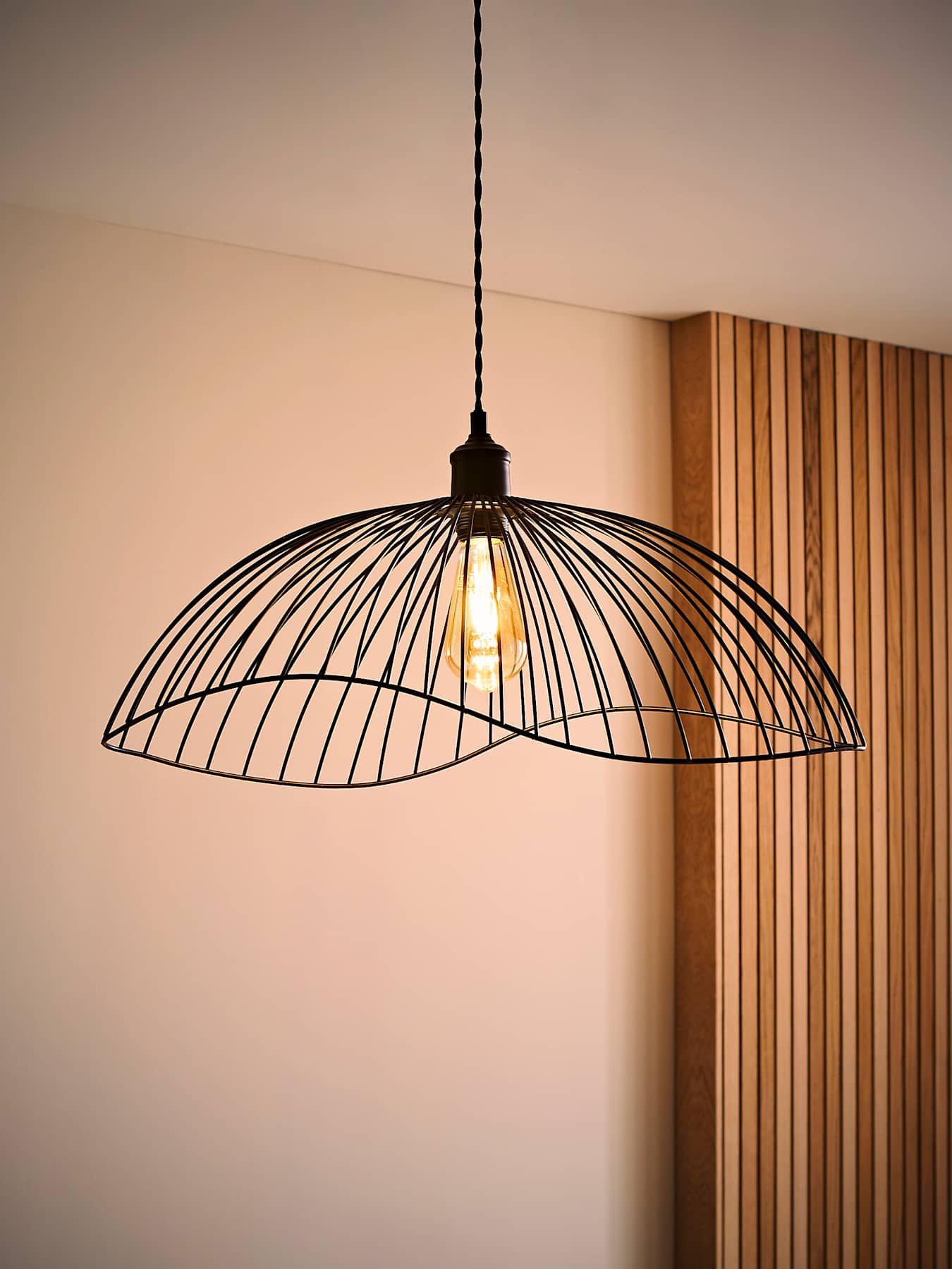 Image 5 of 6 of ValueLights Covelas Black Wavy Wire Ne Pendant Shade