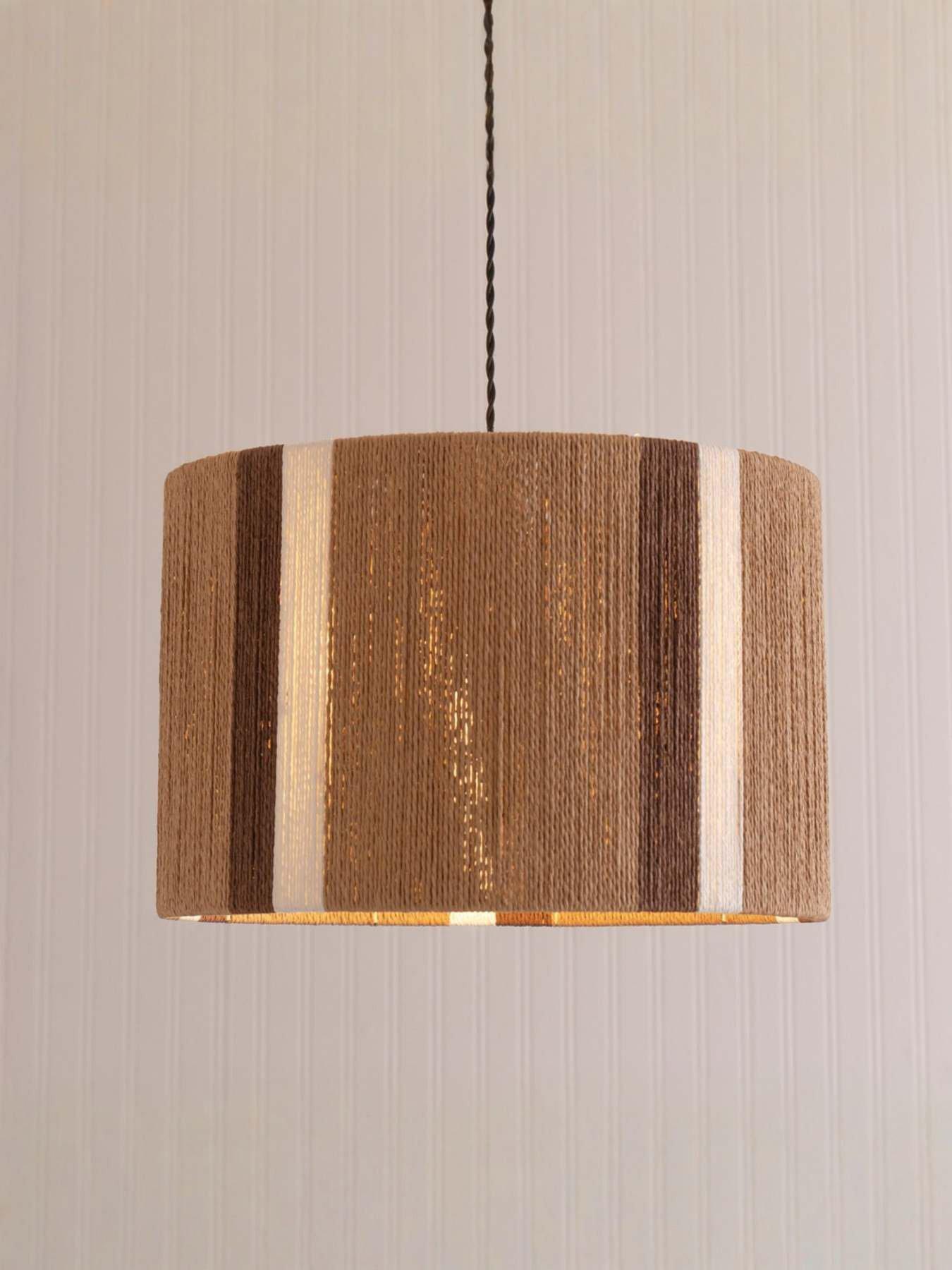 ValueLights Erica Natural Rattan Stripe Drum Ceiling Pendant Lamp Shade