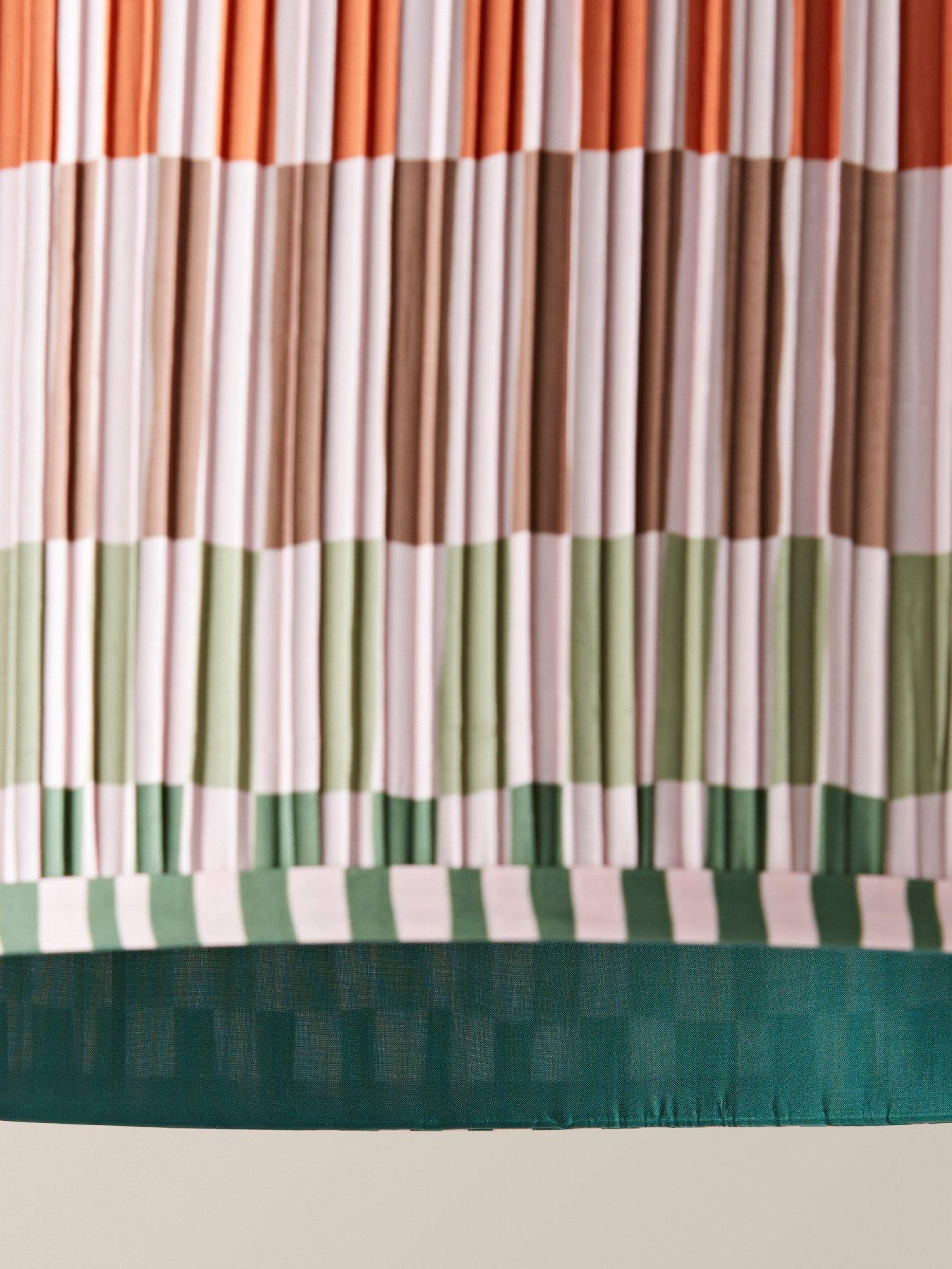 Image 6 of 6 of ValueLights Rae Large Pleated Stripe Neutral Drum Easy Fit Ceiling Light Lamp Shade