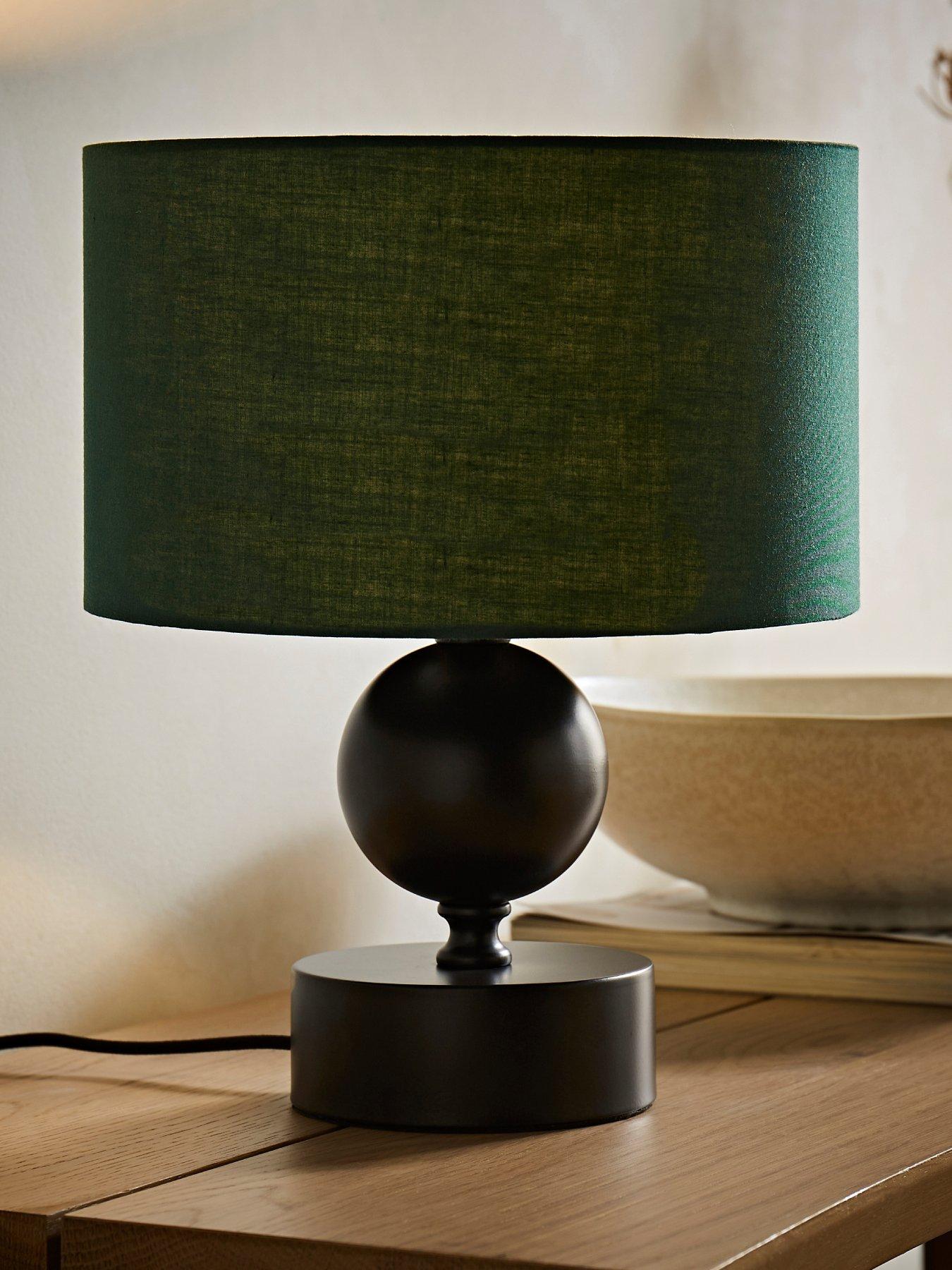 undefined Anthony Candlestick Table Lamp With Forest Green Drum Lamp Shade