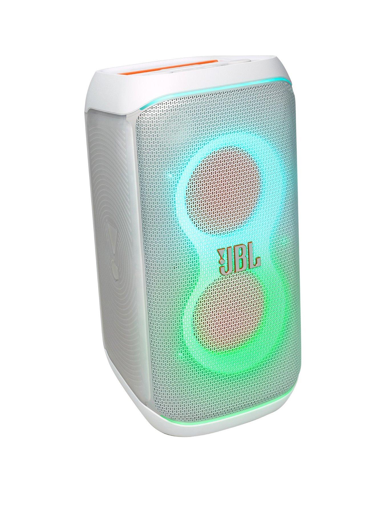 undefined Mid sized portable Party speaker with replacable battery, IPX4. UK version with UK power plug only. White Edition