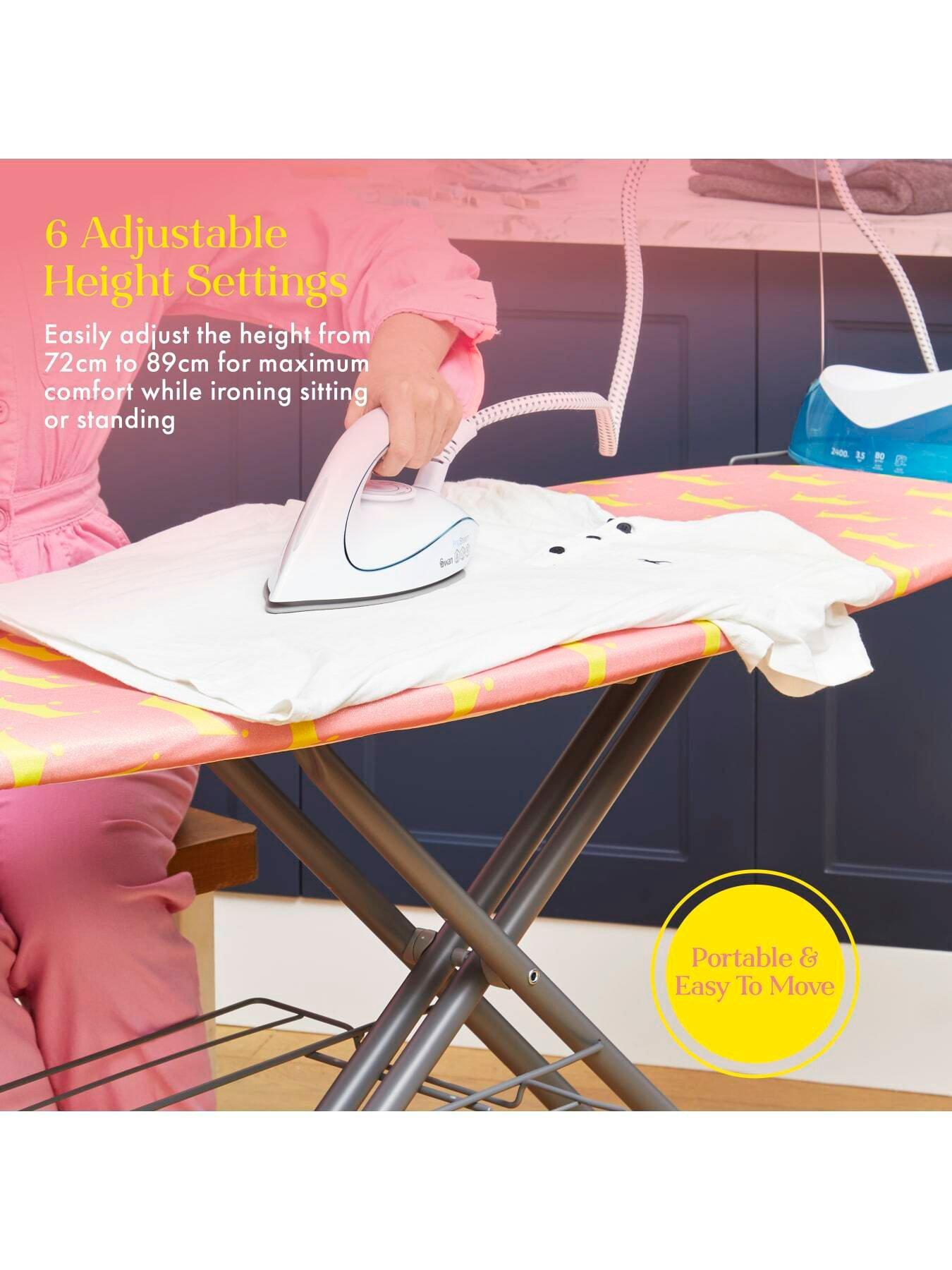 Image 3 of 6 of Swan Lynsey Large Ironing Board with Adjustable Height -&nbsp;Pink &amp; Grey