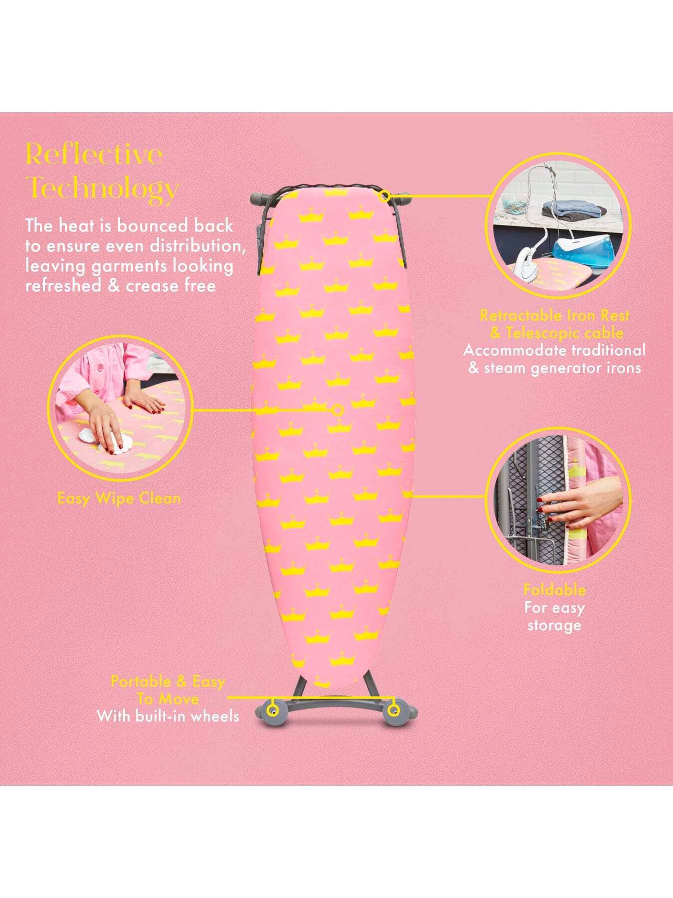 Image 4 of 6 of Swan Lynsey Large Ironing Board with Adjustable Height -&nbsp;Pink &amp; Grey
