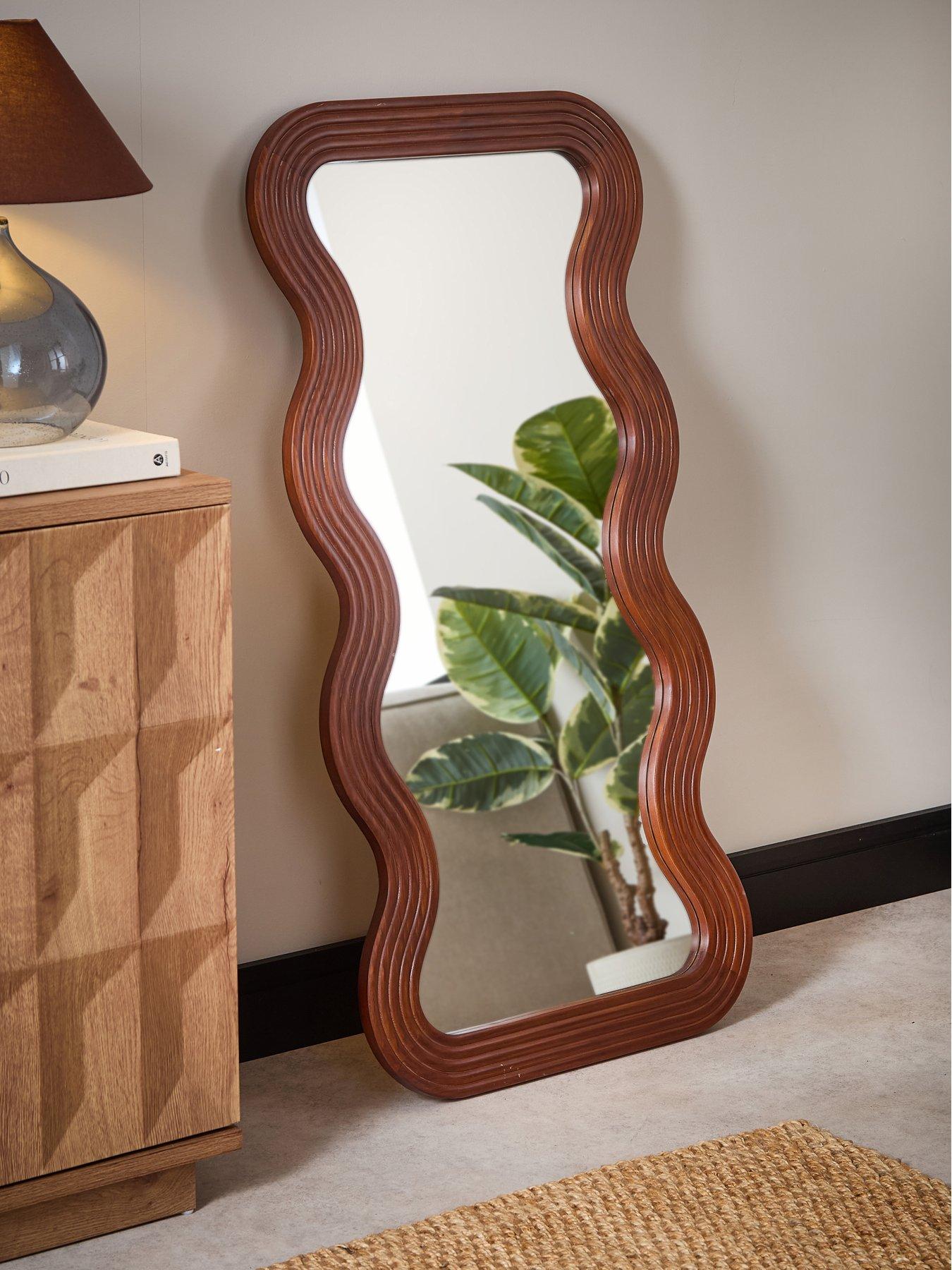 Image 1 of 5 of The Very Collection Dark Wiggle Wooden Leaner Mirror 120x60cm