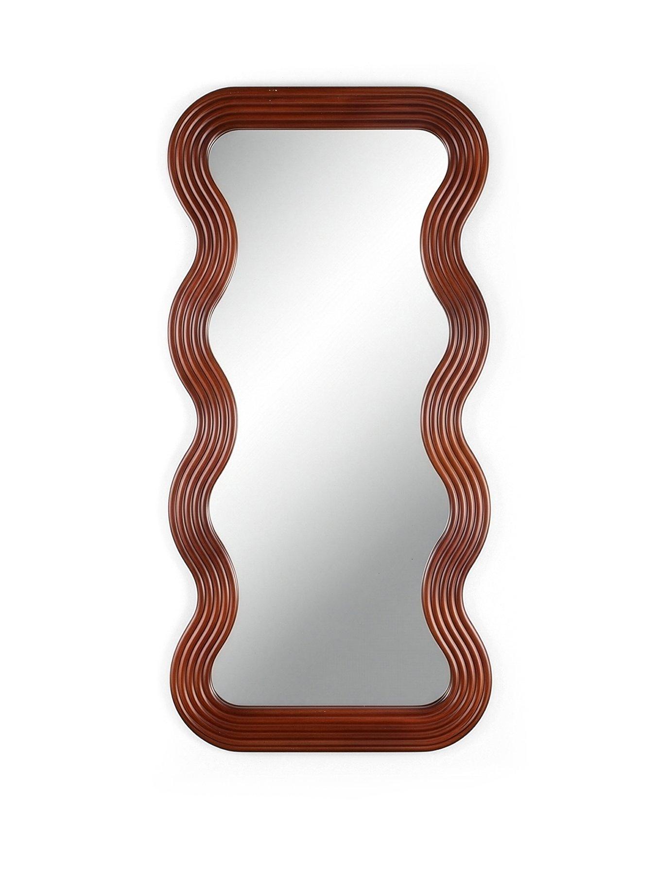 Image 2 of 5 of The Very Collection Dark Wiggle Wooden Leaner Mirror 120x60cm