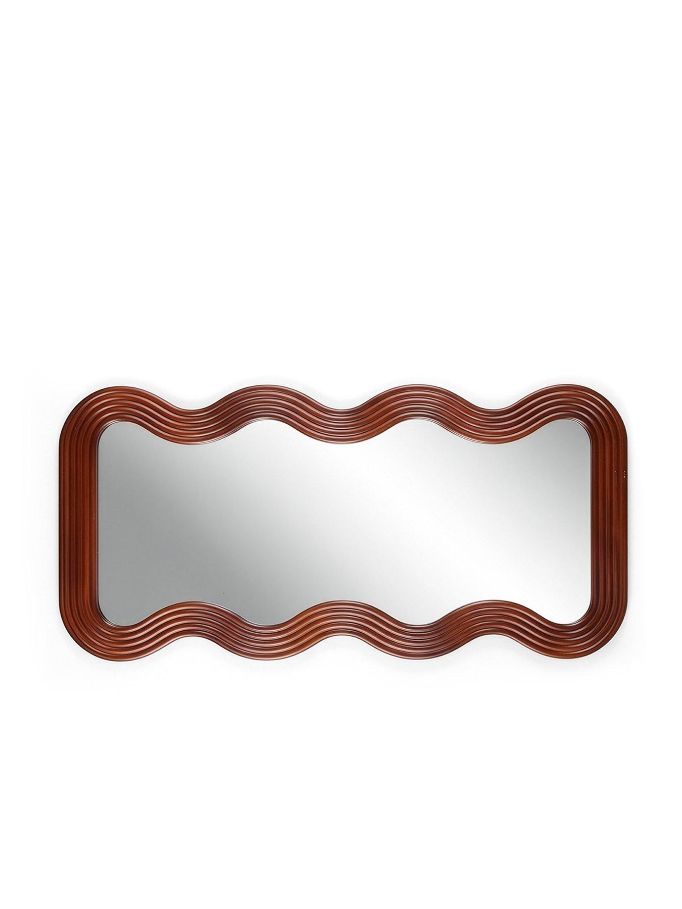Image 3 of 5 of The Very Collection Dark Wiggle Wooden Leaner Mirror 120x60cm