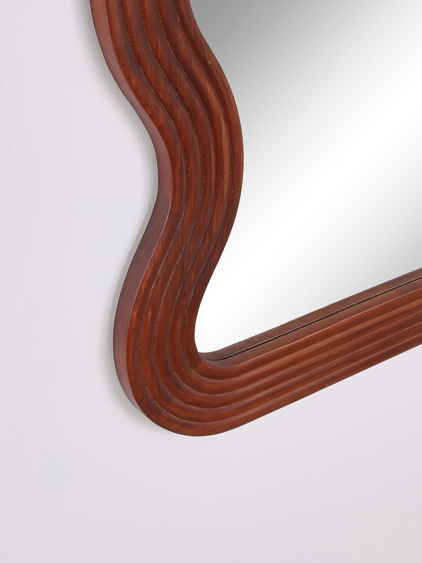 Image 5 of 5 of The Very Collection Dark Wiggle Wooden Leaner Mirror 120x60cm