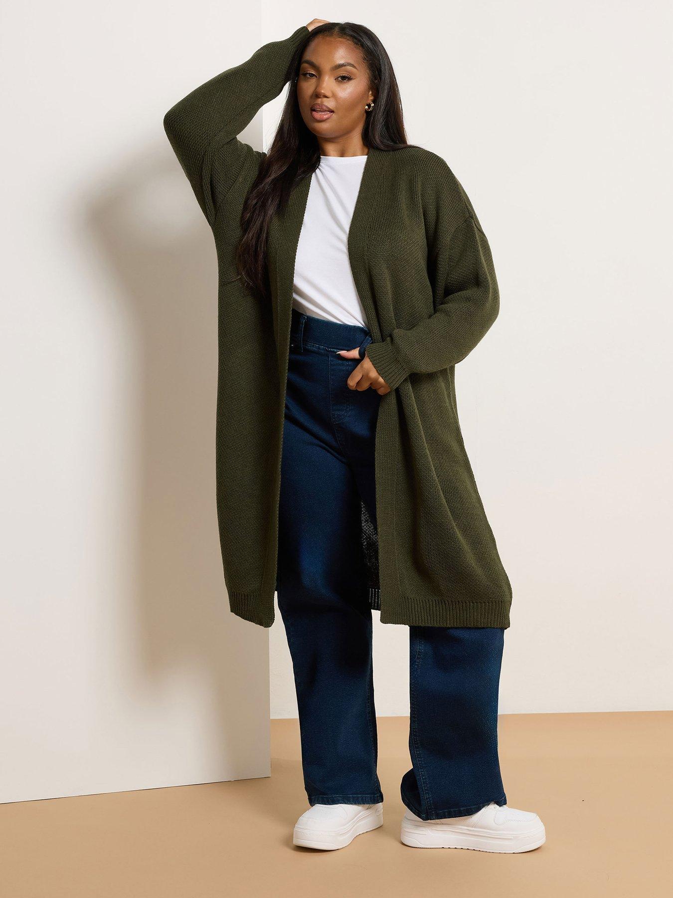 undefined Curve Midi Cardigan - Green