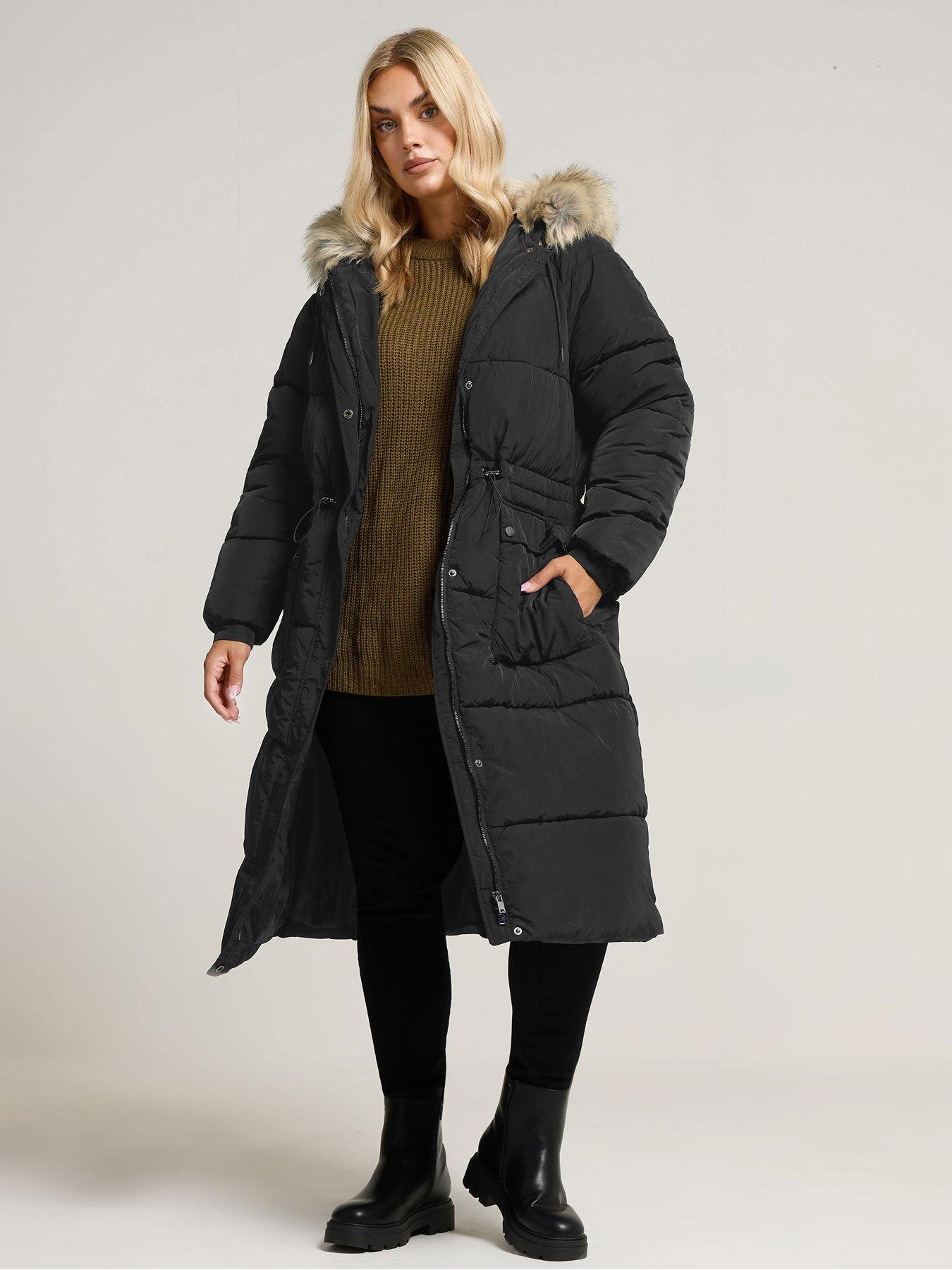 undefined Curve Padded Plush Parka - Black